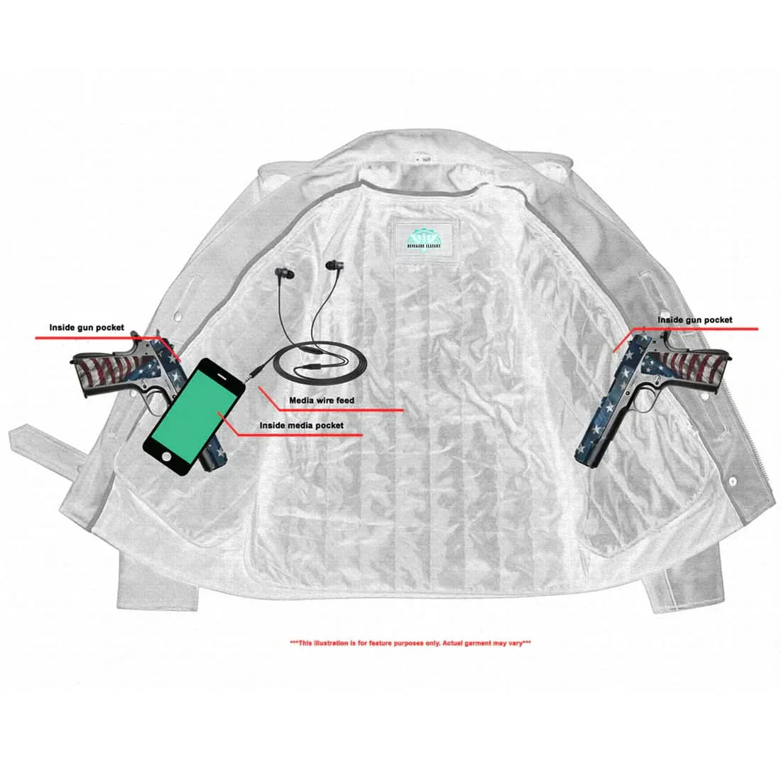 Men's Classic Plain Side Police Style M/C Jacket - TALL