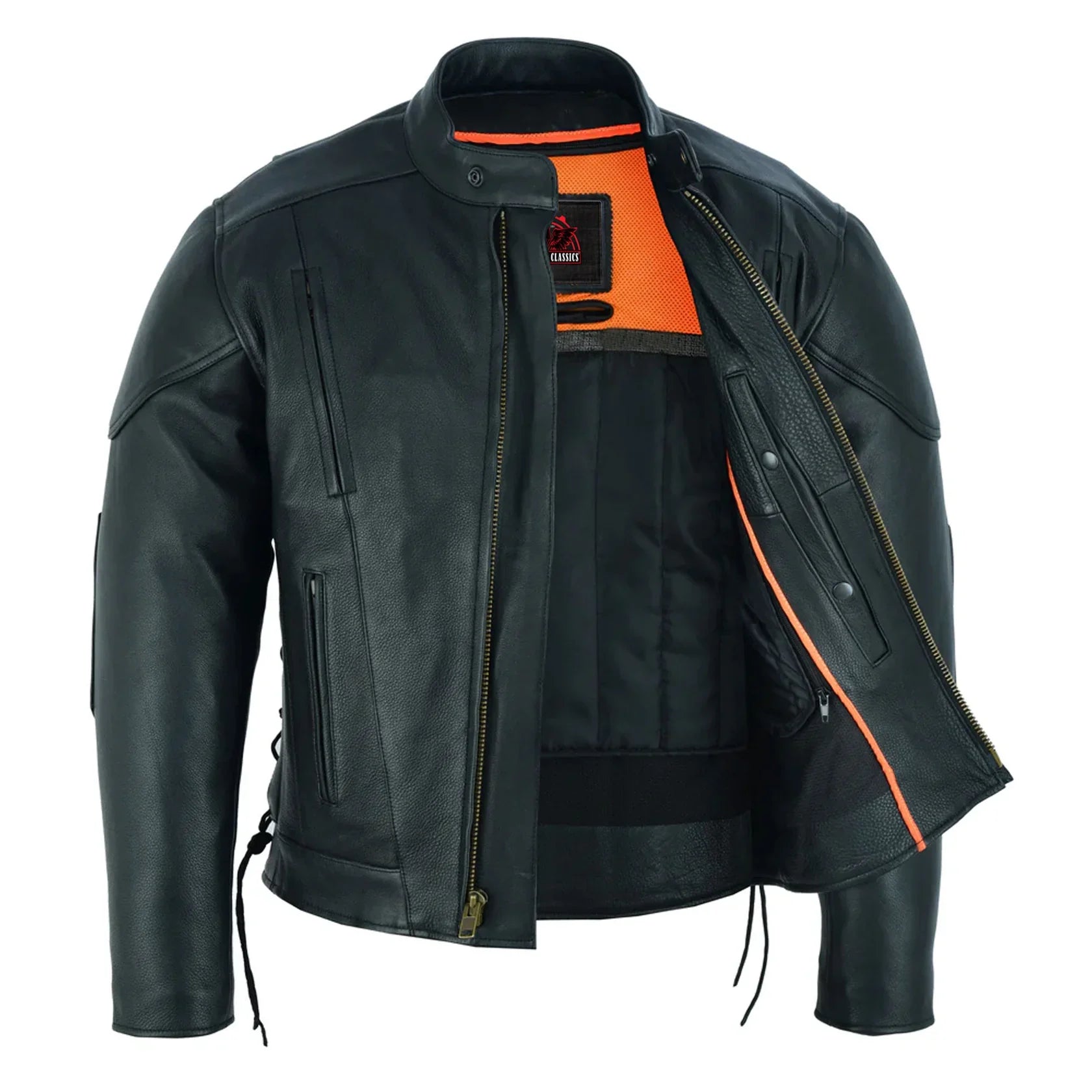 Men's Premium Vented Motorcycle Jacket – Side Laces