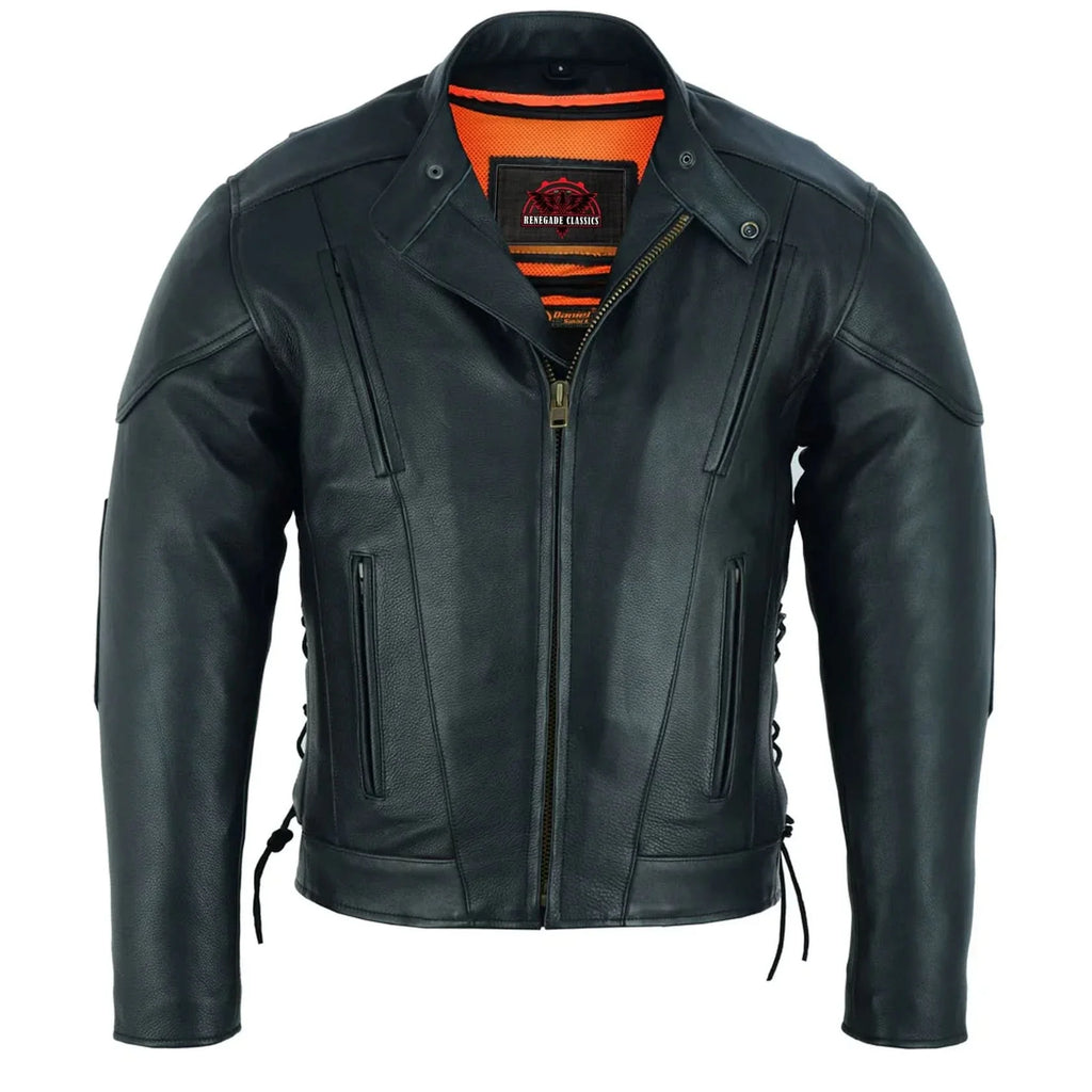 Men's Premium Vented Motorcycle Jacket – Side Laces