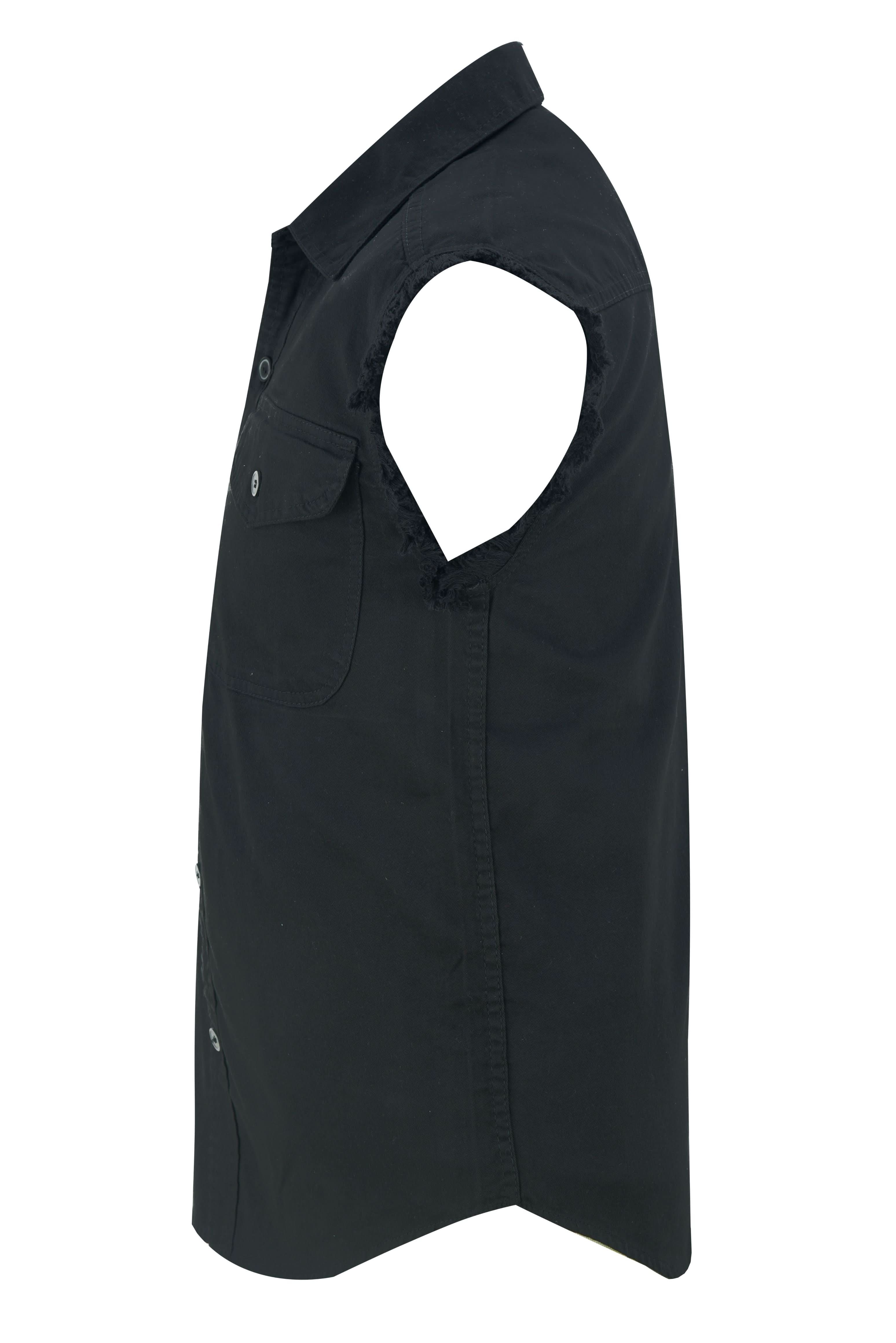 Men's Black Lightweight Sleeveless Denim Shirt