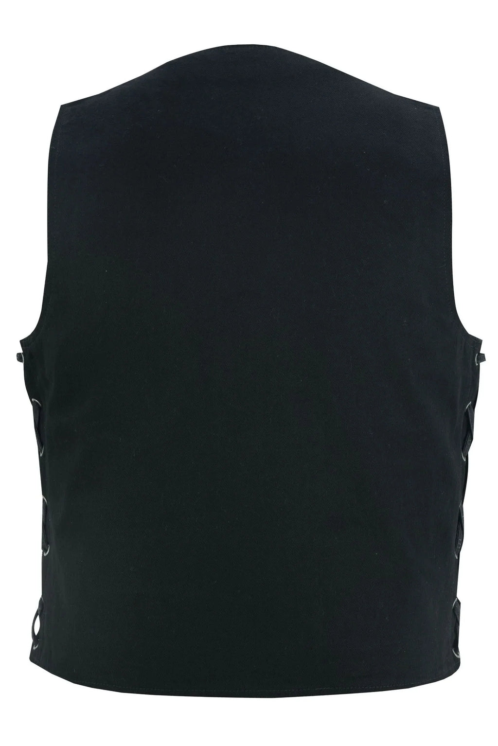 Men's Traditional Denim Motorcycle Vest with Side Laces – Smart Access Pockets