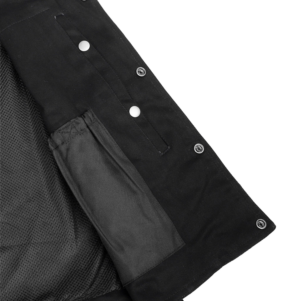 Men's Black Plain sides Denim Motorcycle Vest –  Heavy Snaps