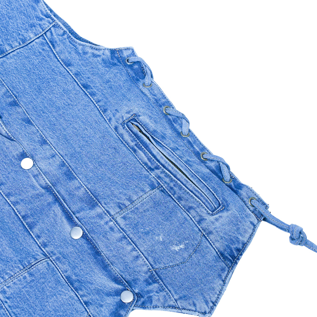 Women's 6 Pocket Denim Utility Vest - Blue