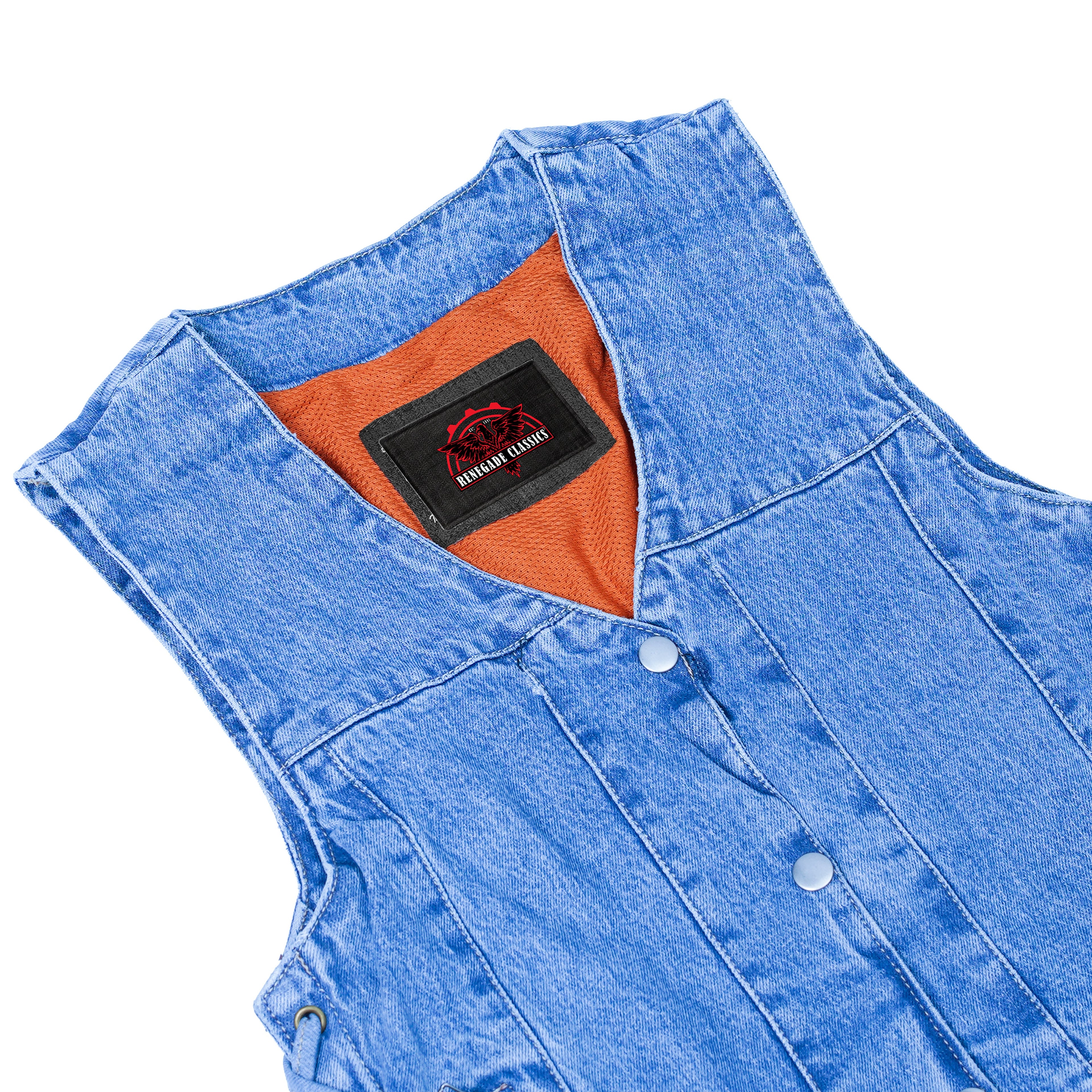 Women's 6 Pocket Denim Utility Vest - Blue