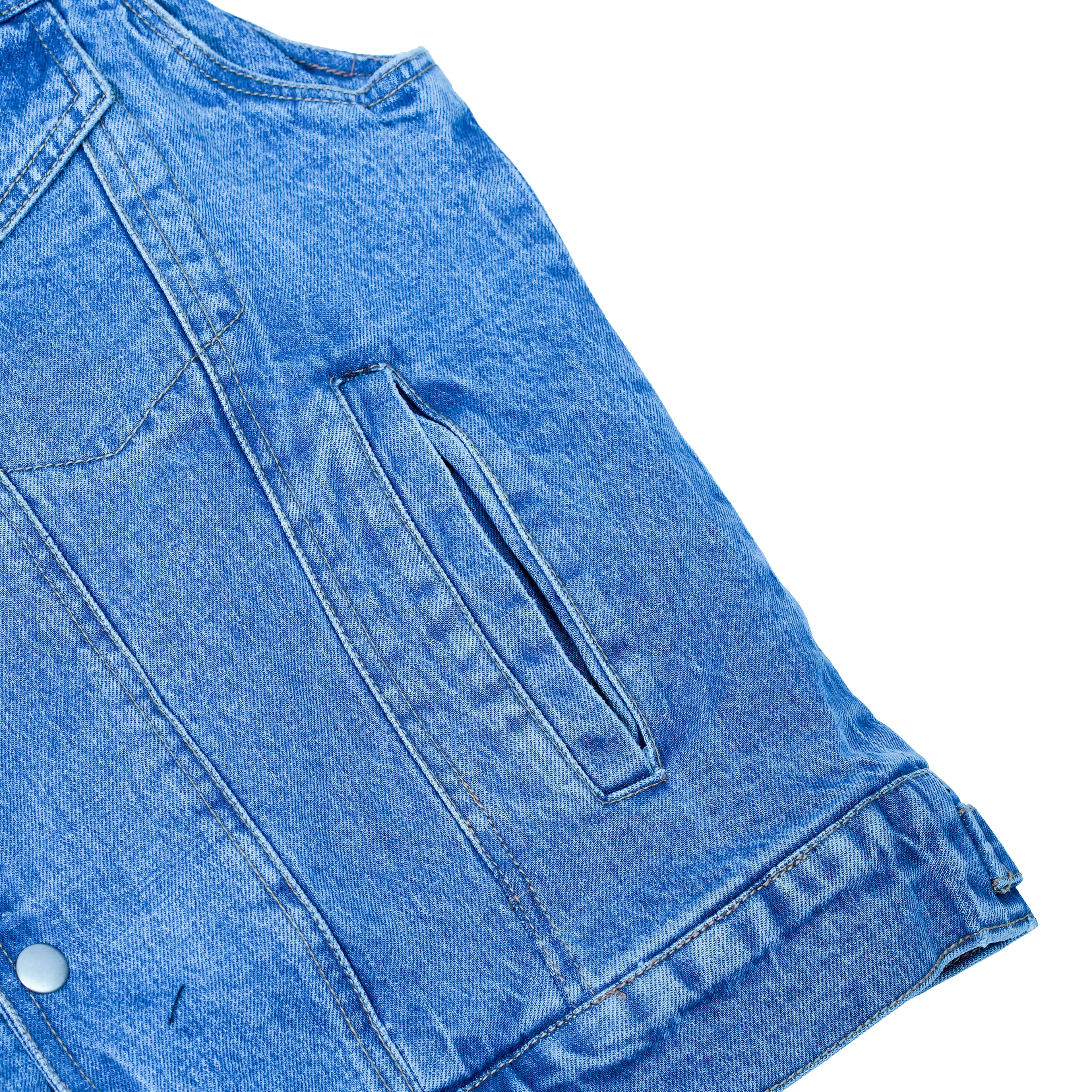 Men's Snap Front Blue Denim Motorcycle Vest