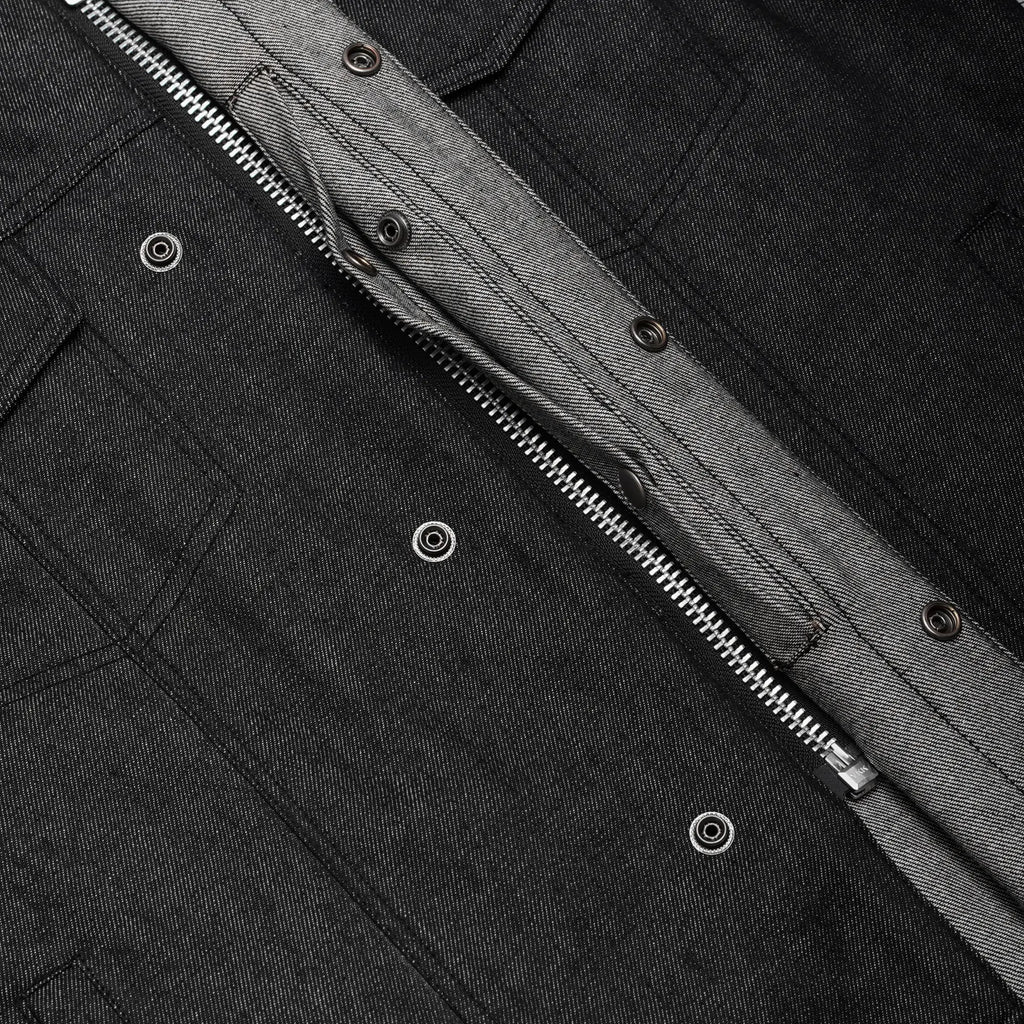 Men's Rough Rub-Off Raw Finish Motorcycle Denim Vest - Black