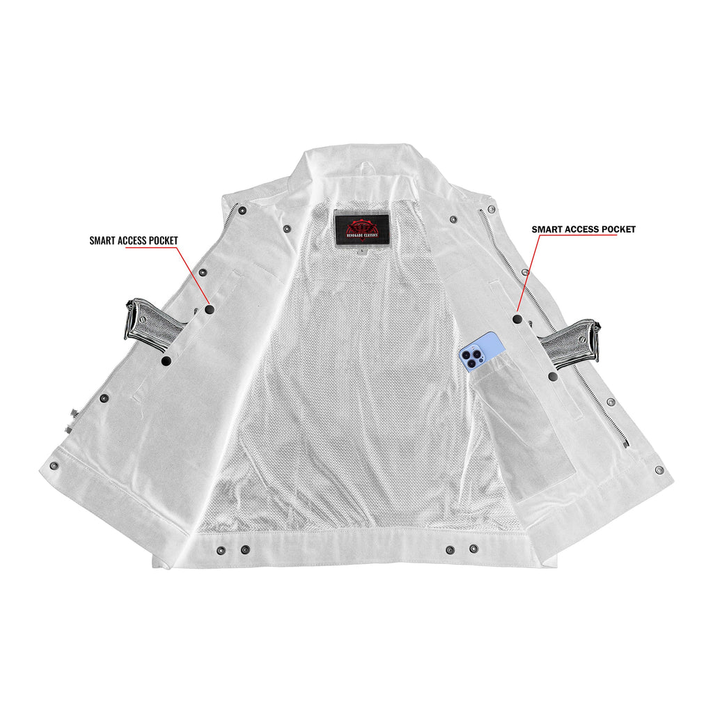 Men's Snap/Zipper Front Black  Denim Motorcycle Vest