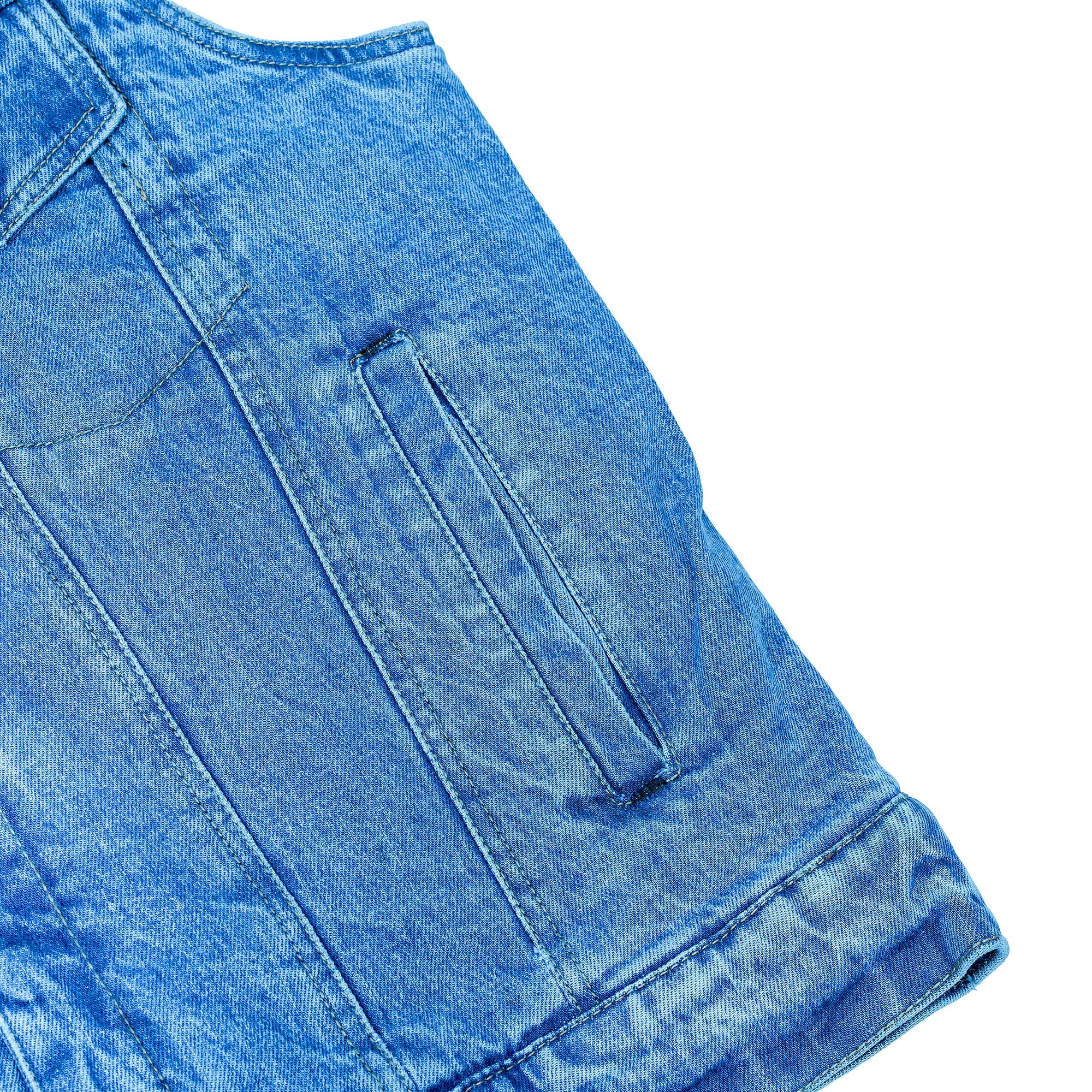 Blue Men's  denim motorcycle vest with Snap/Zipper Front