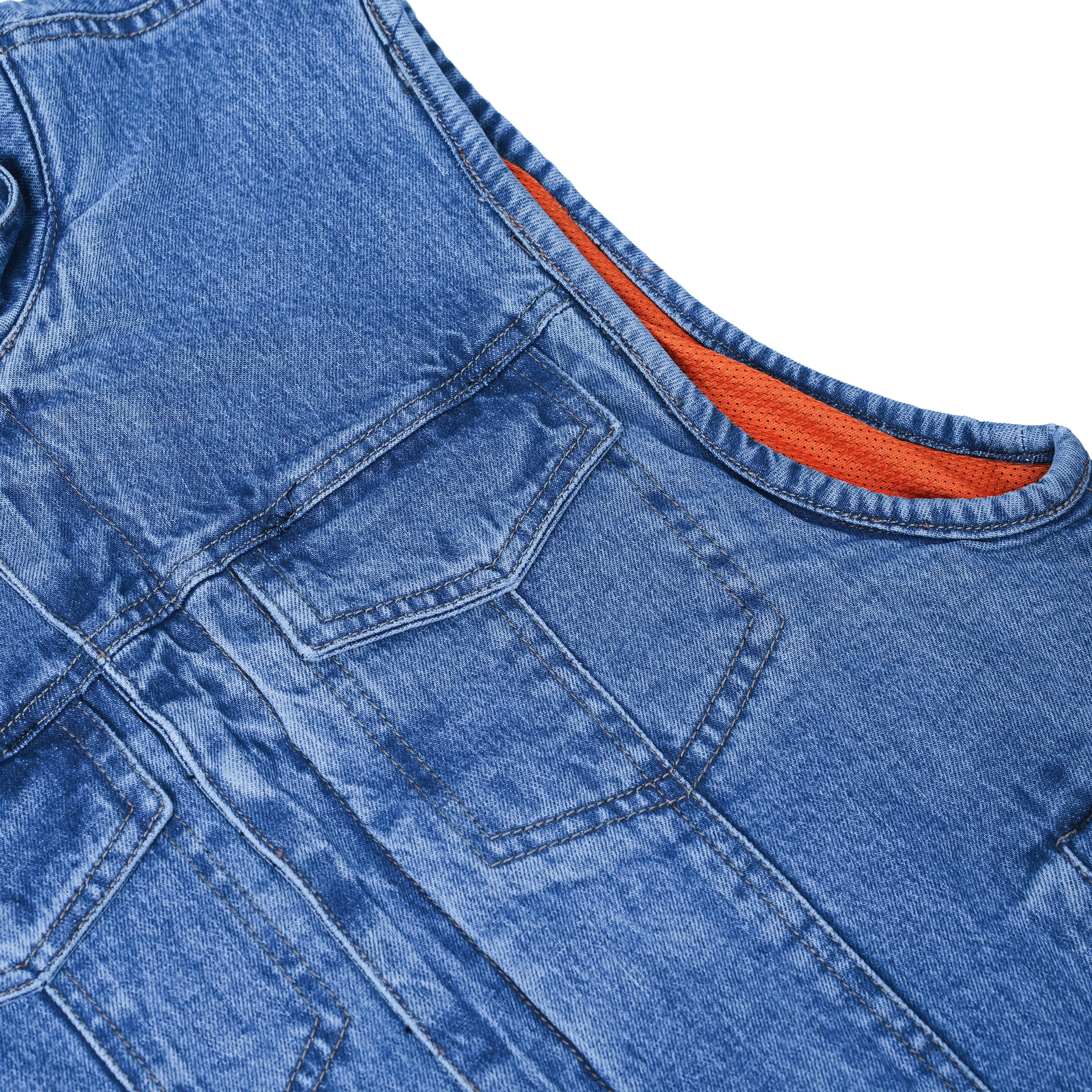 Men's Blue Denim Motorcycle Vest with Lace & Pockets