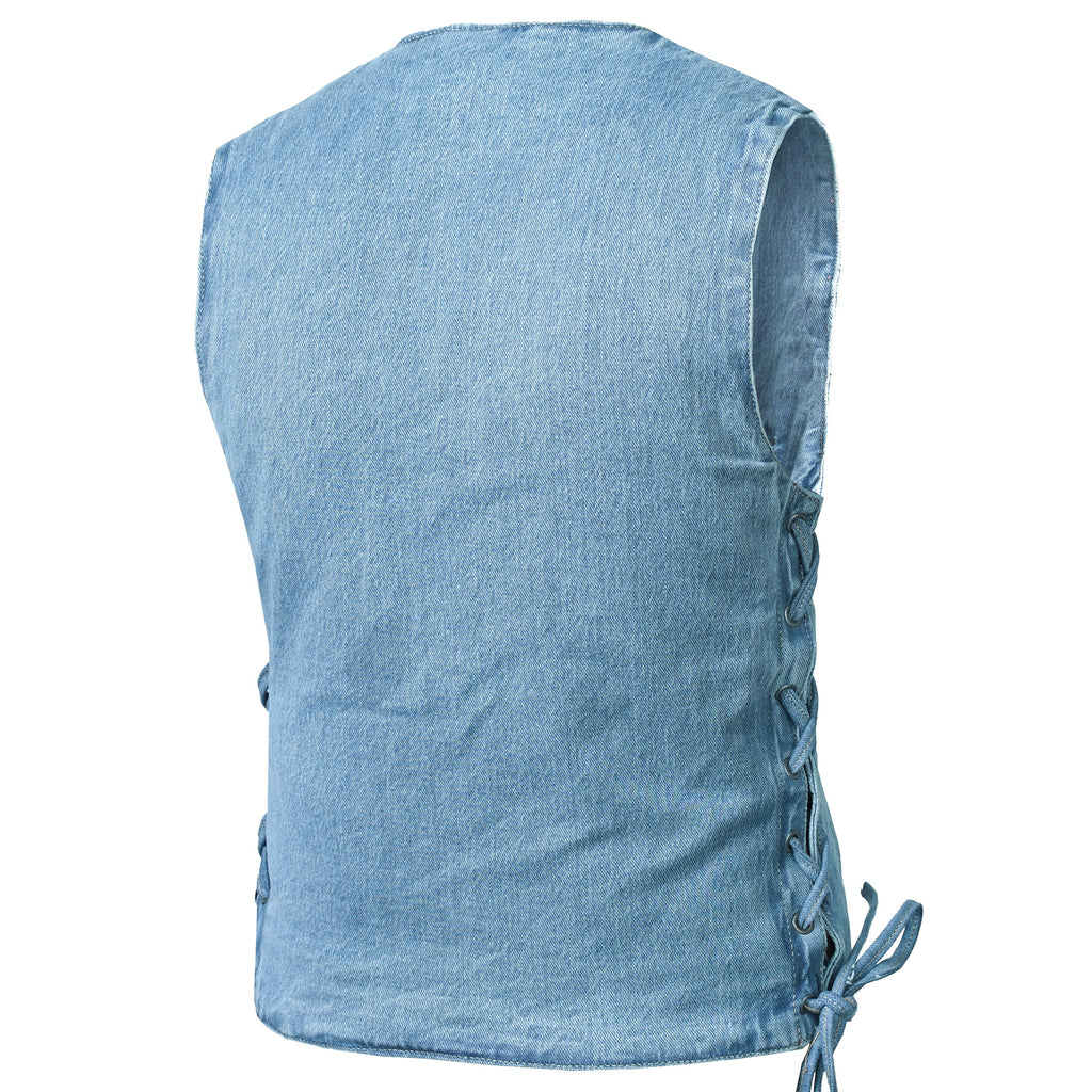 Women's Single Back Panel Concealed Carry Denim Vest - Blue