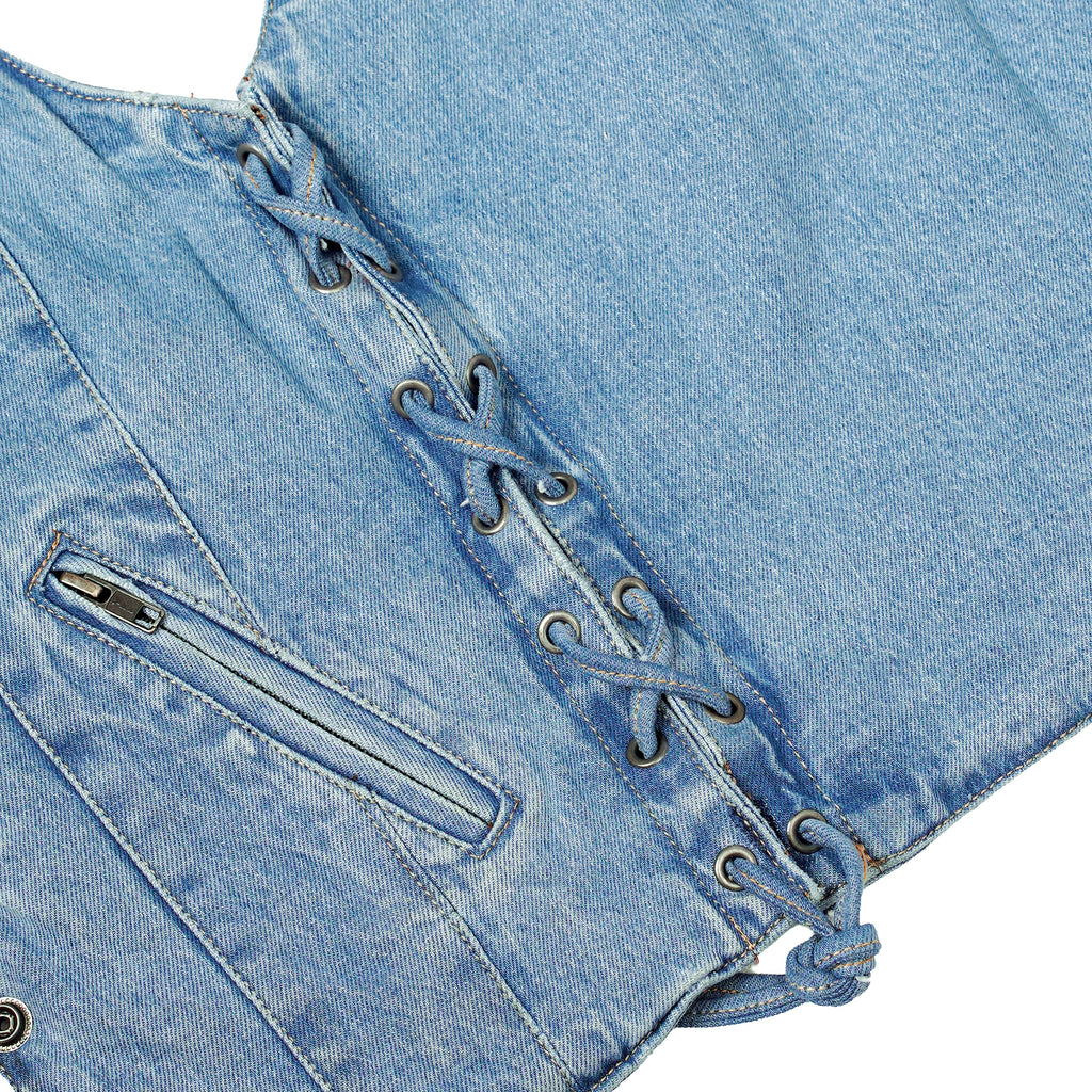 Women's Single Back Panel Concealed Carry Denim Vest - Blue