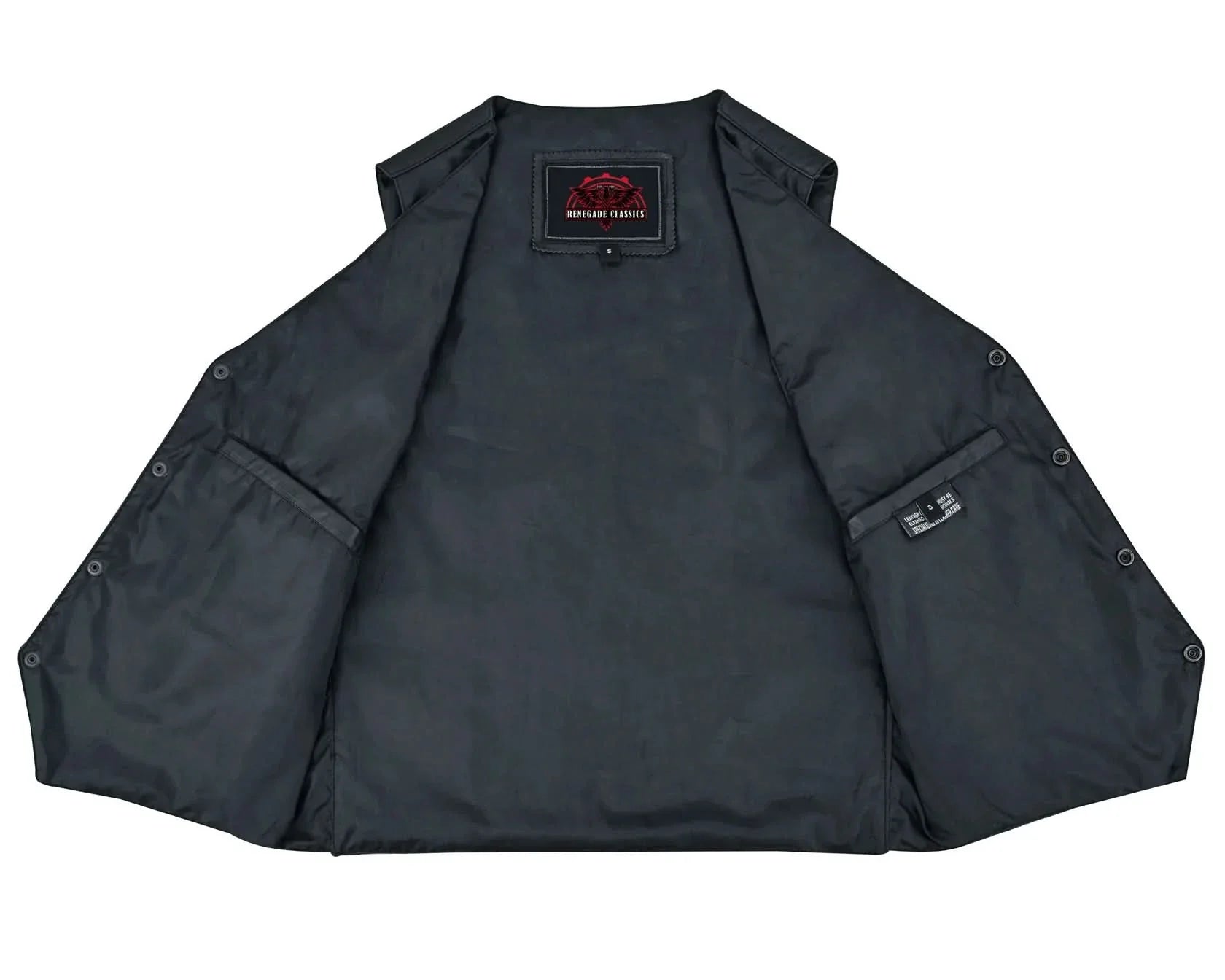 Men's Traditional Light Weight Black Leather Motorcycle Vest