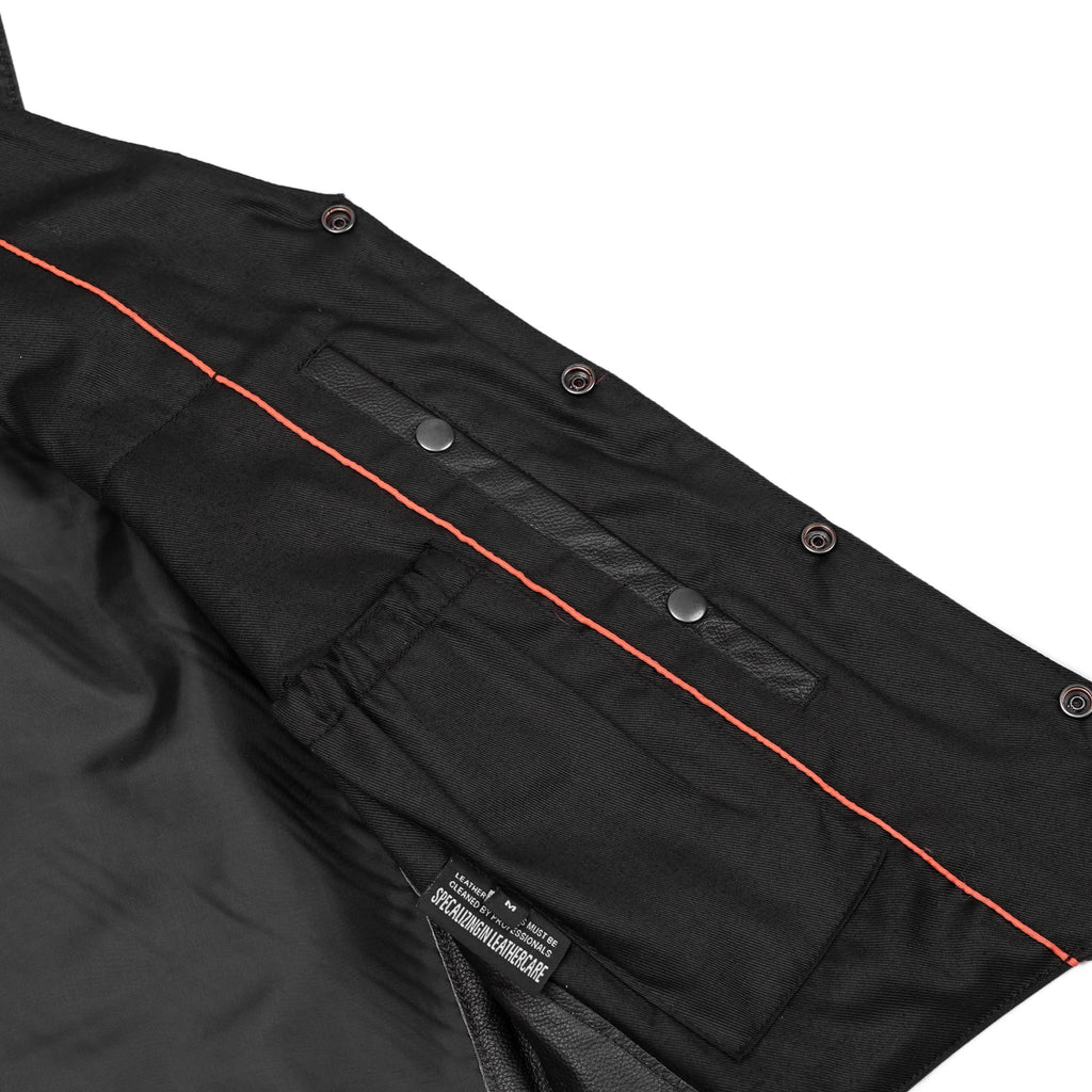 Men's Traditional Leather Motorcycle Vest - Black