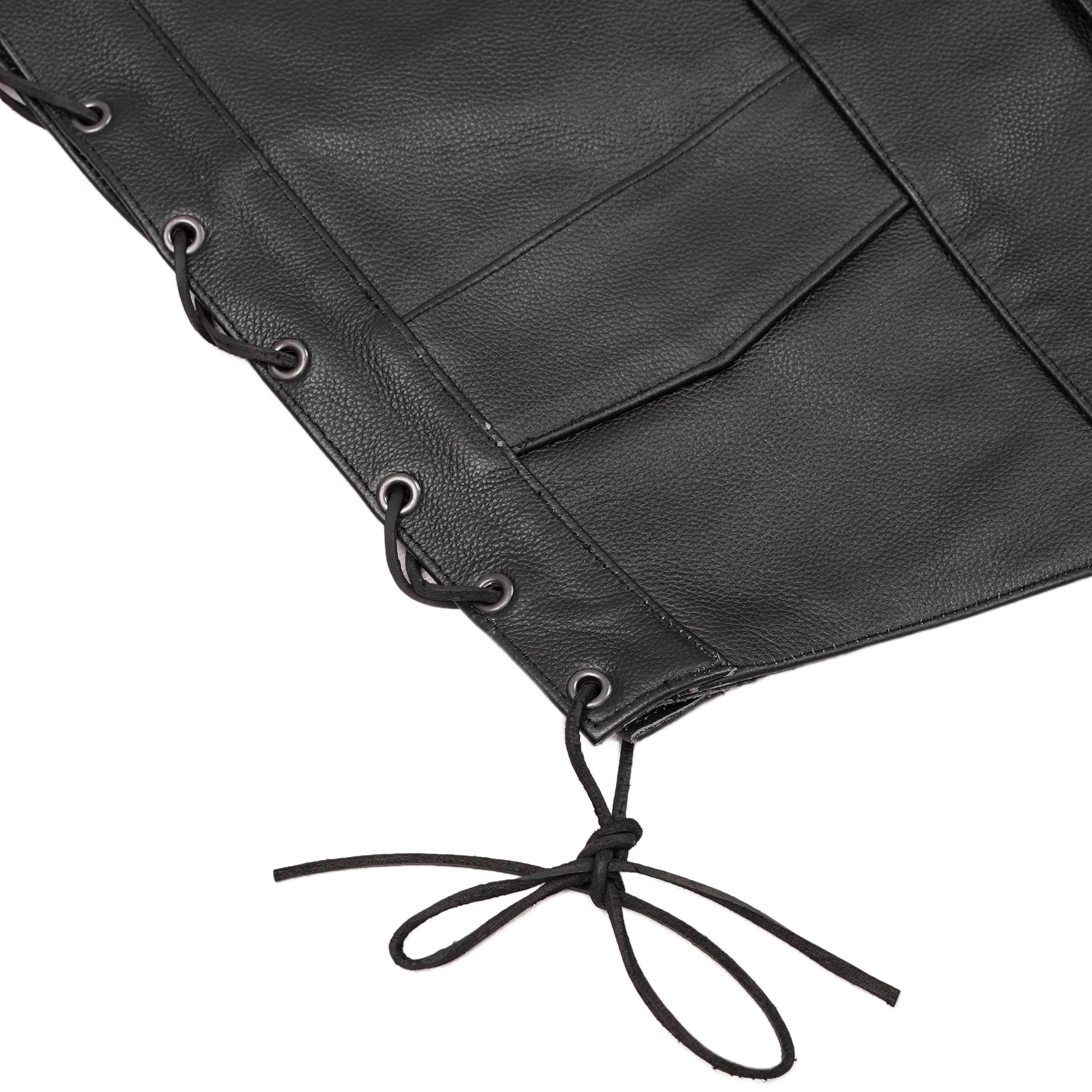 Men's Traditional Leather side lacing Vest - Black