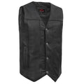 Men's Milled Single Back Panel Leather  Vest - Black