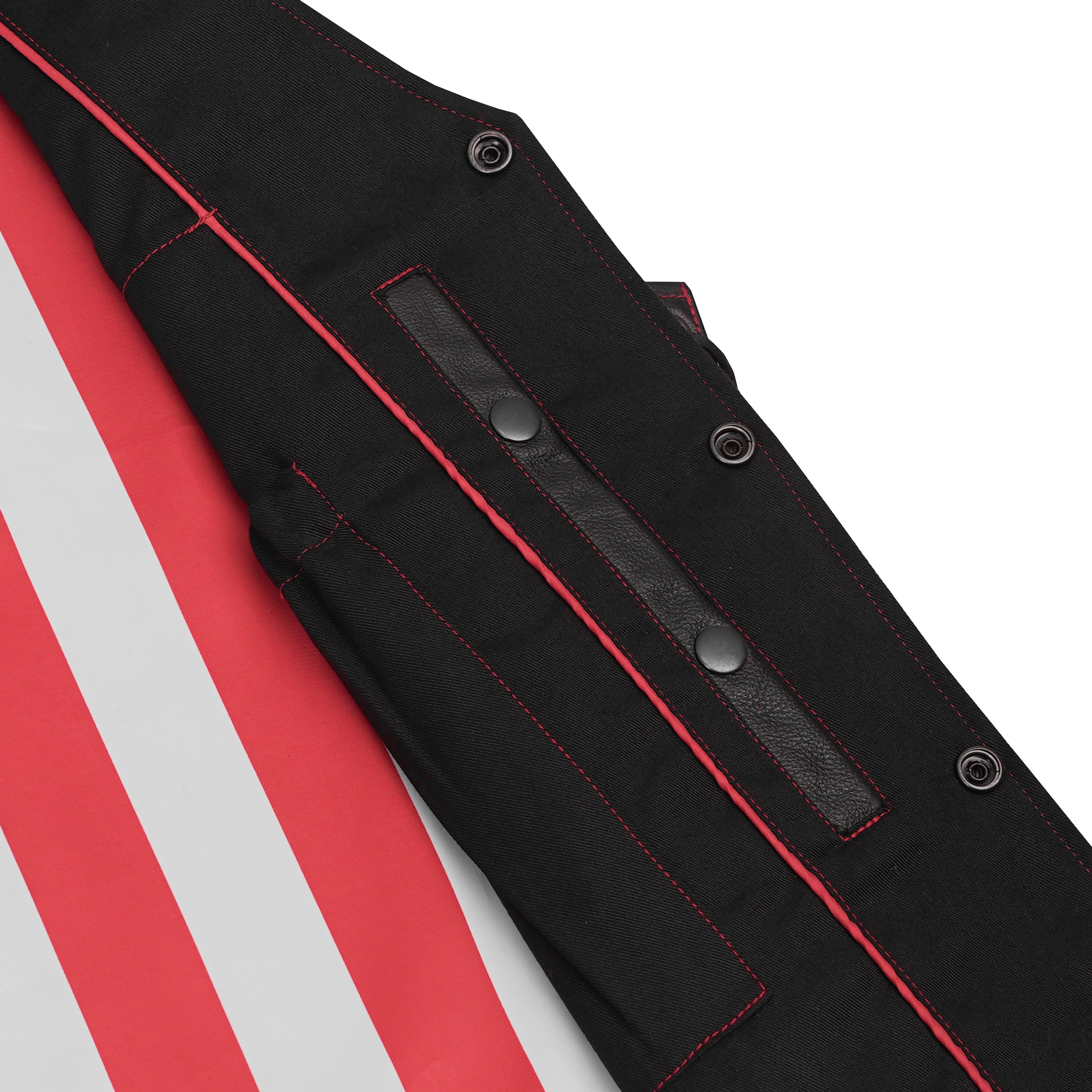 Men's Honor Ride Black Leather Motorcycle with Vest Red Stitching