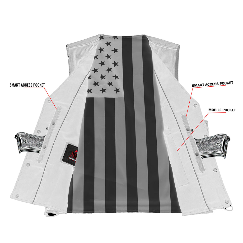 Men's Honor Ride Black Leather Motorcycle with Vest Red Stitching