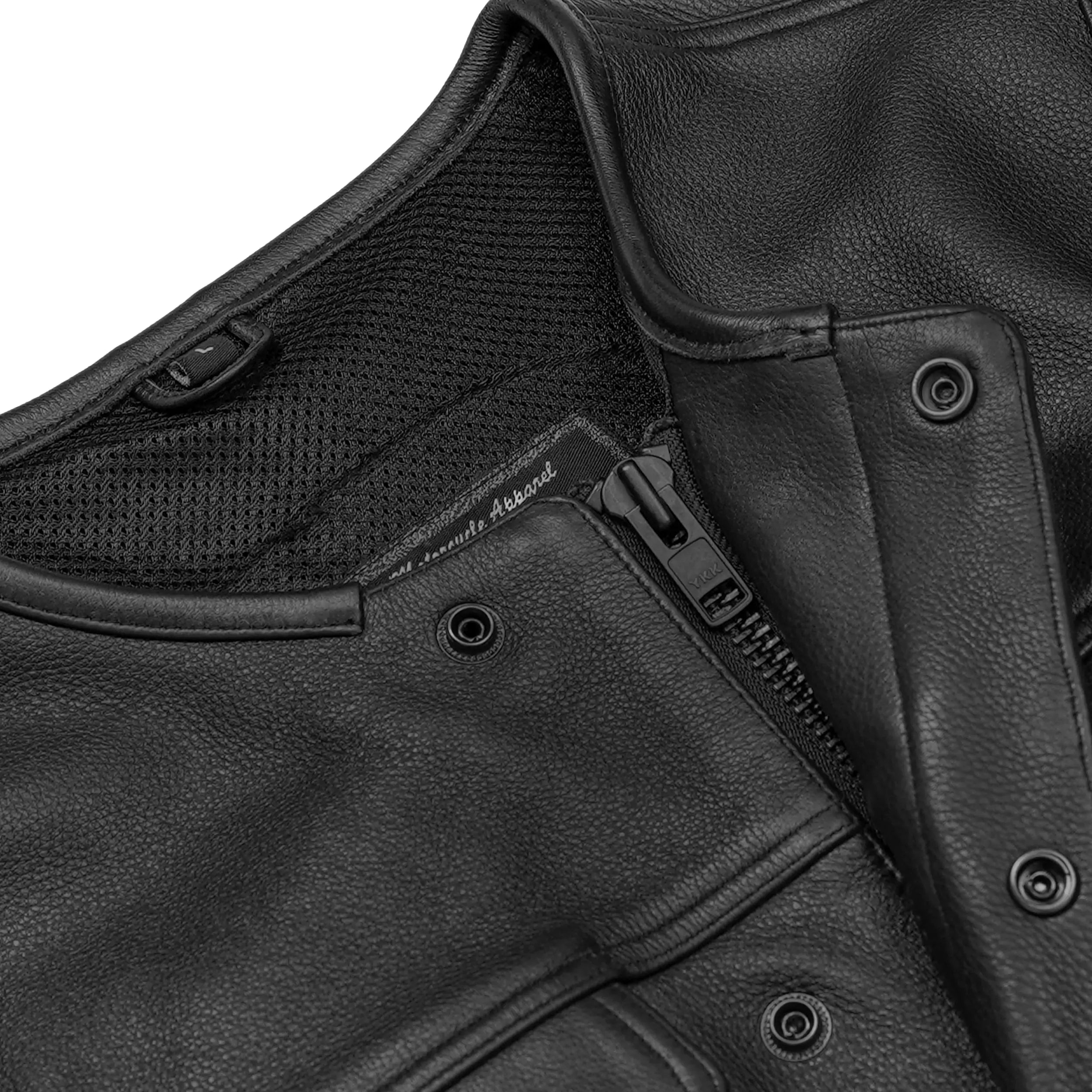 Target Lowcut Men's Leather Motorcycle Vest – Black