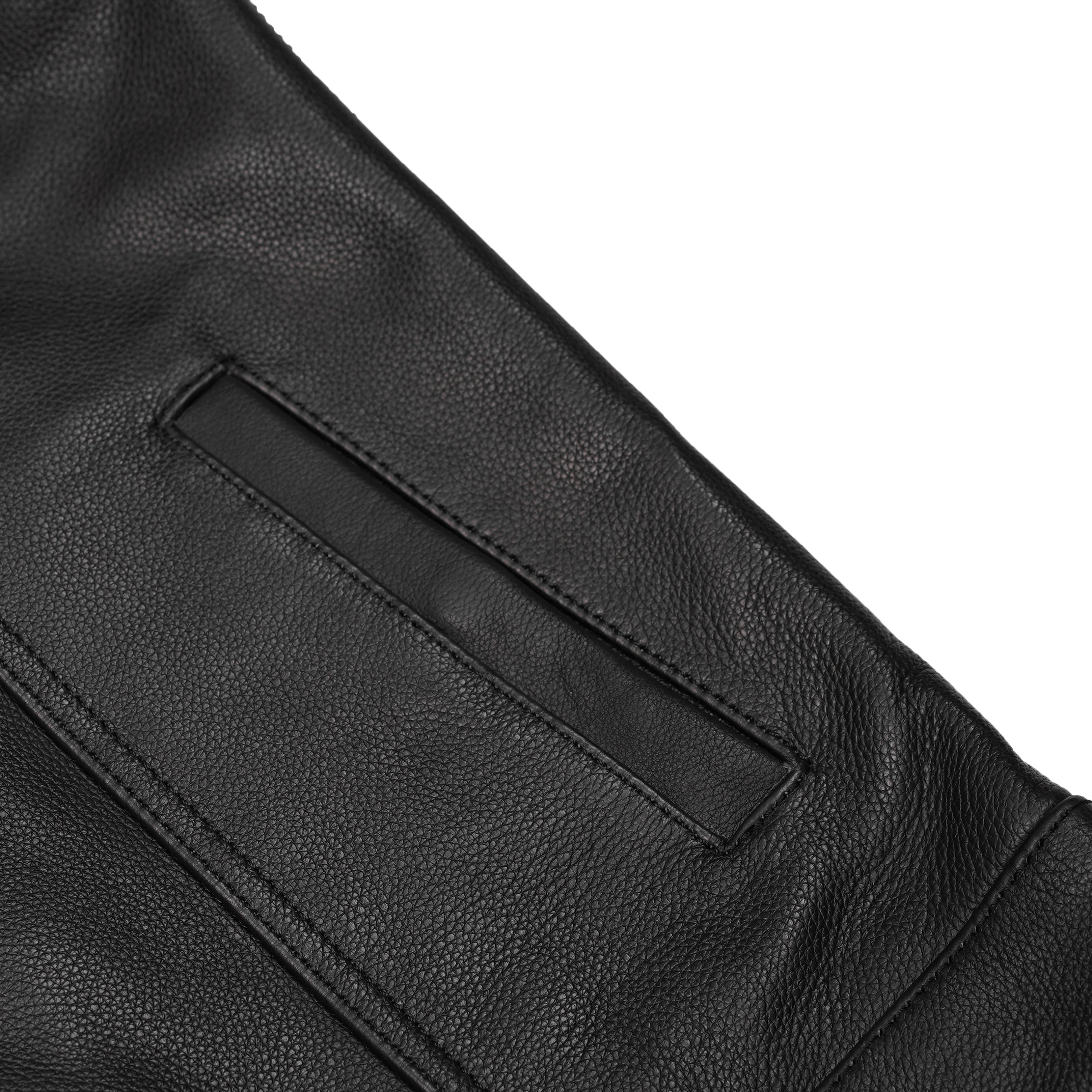 Men's Black Leather Motorcycle Vest with Removable Hood