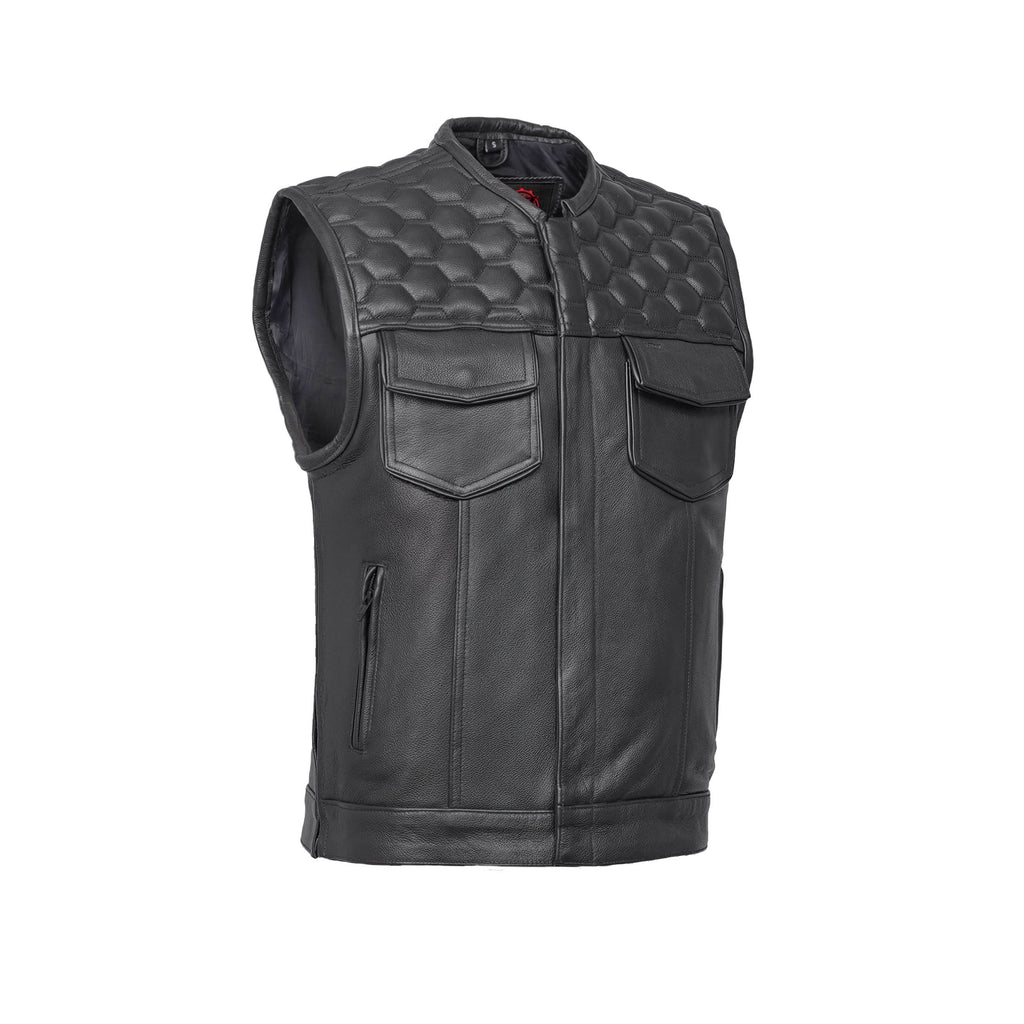 Black Horse Men's Leather Motorcycle Vest