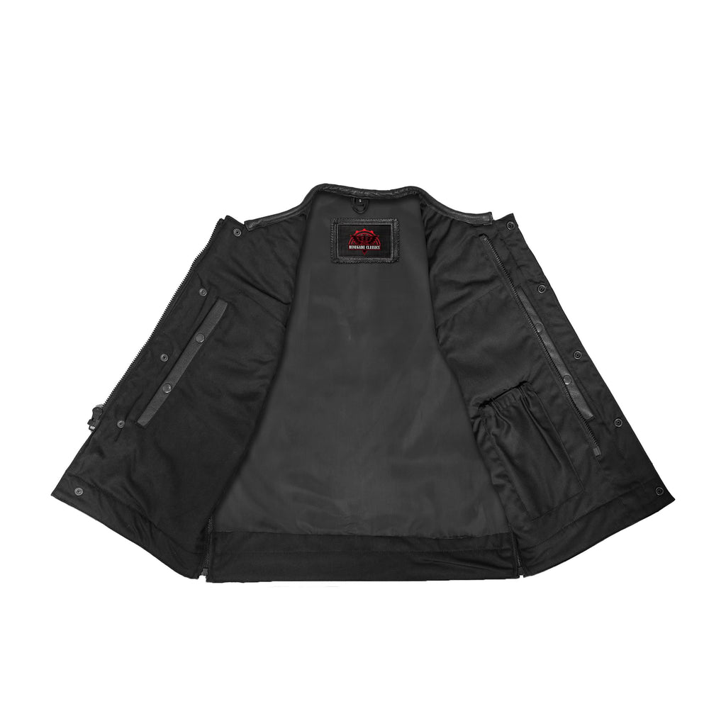 Black Horse Men's Leather Motorcycle Vest