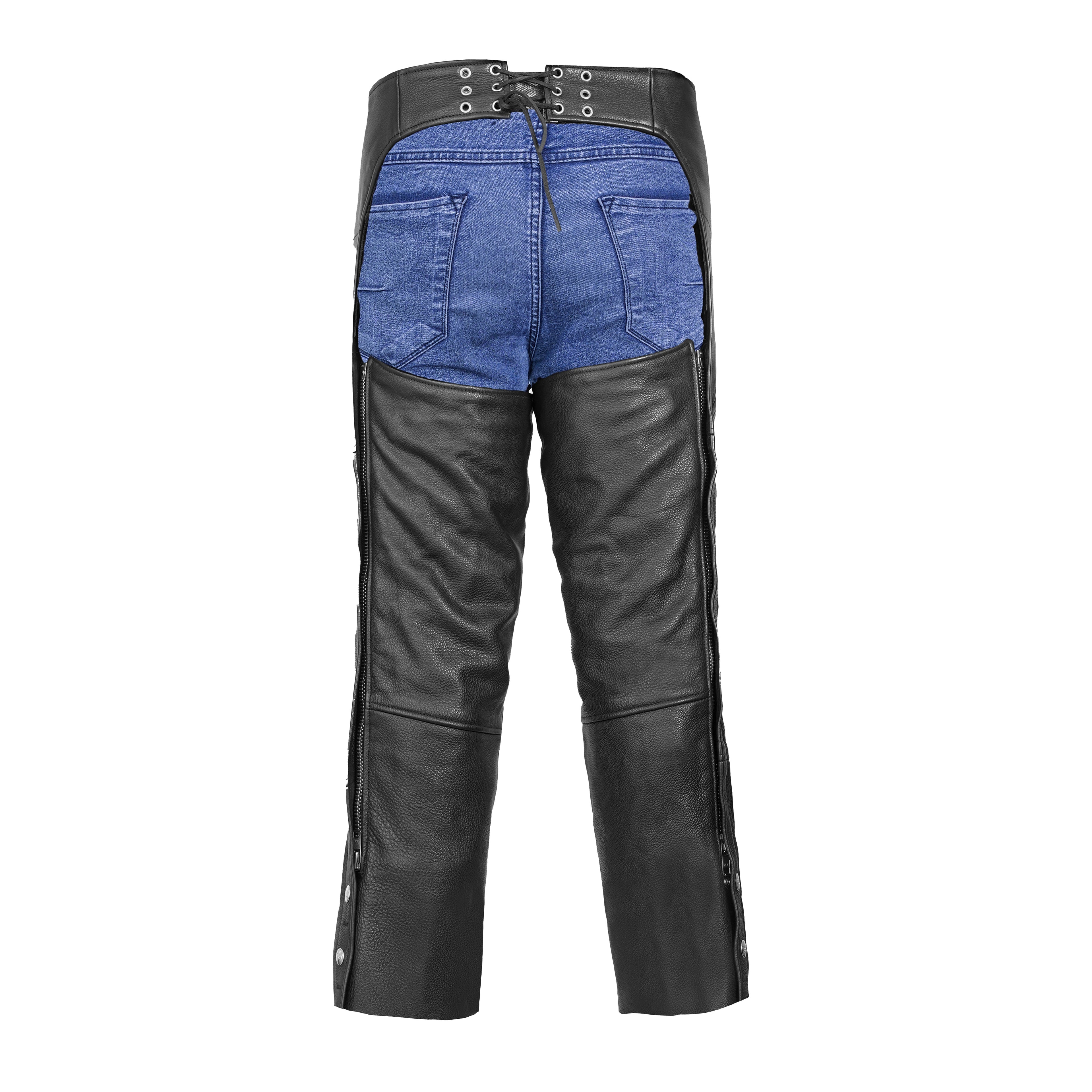 Leather Guard  Unisex leather motorcycle chaps - Black