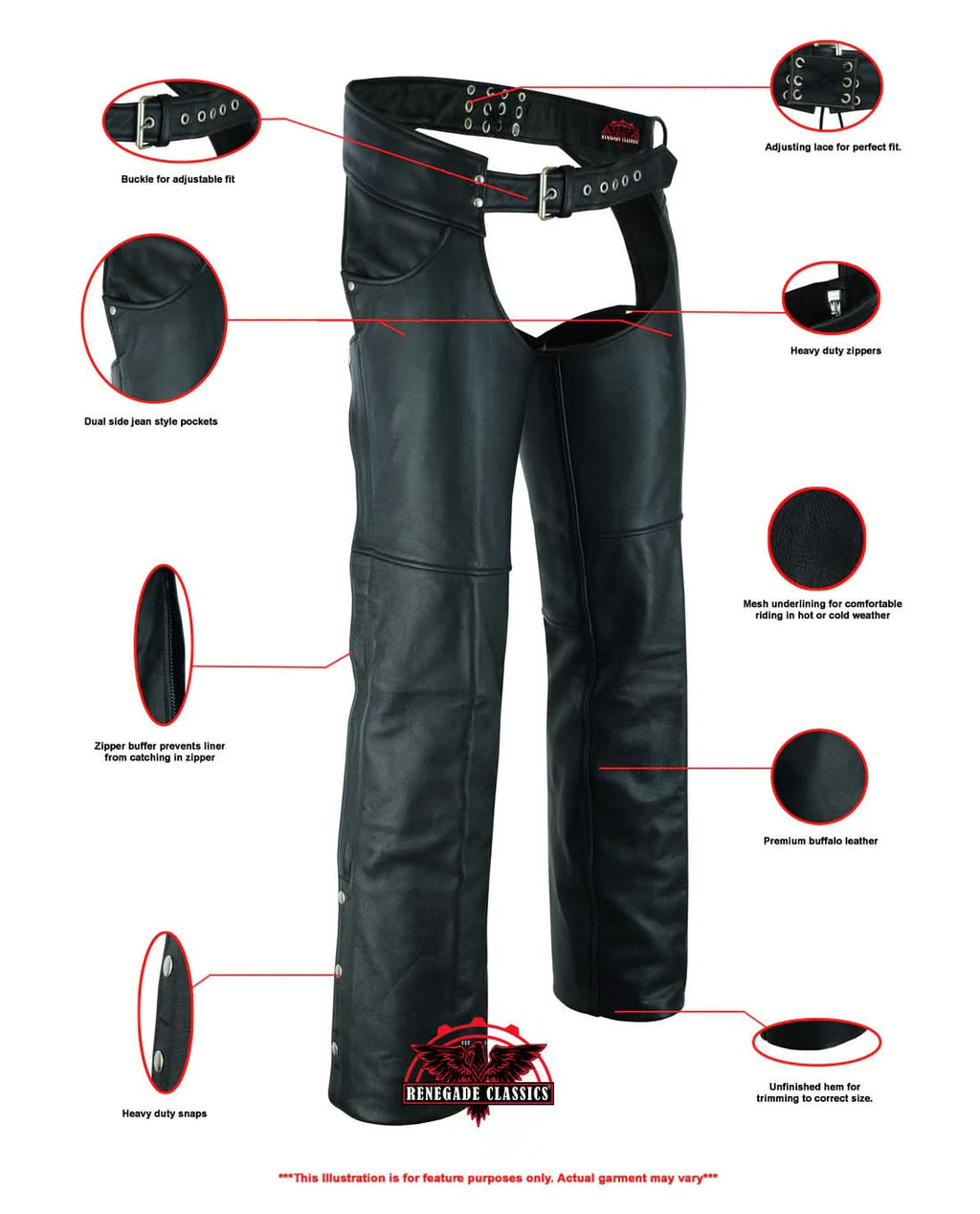 Tall Classic Leather Chaps with Jeans Pockets