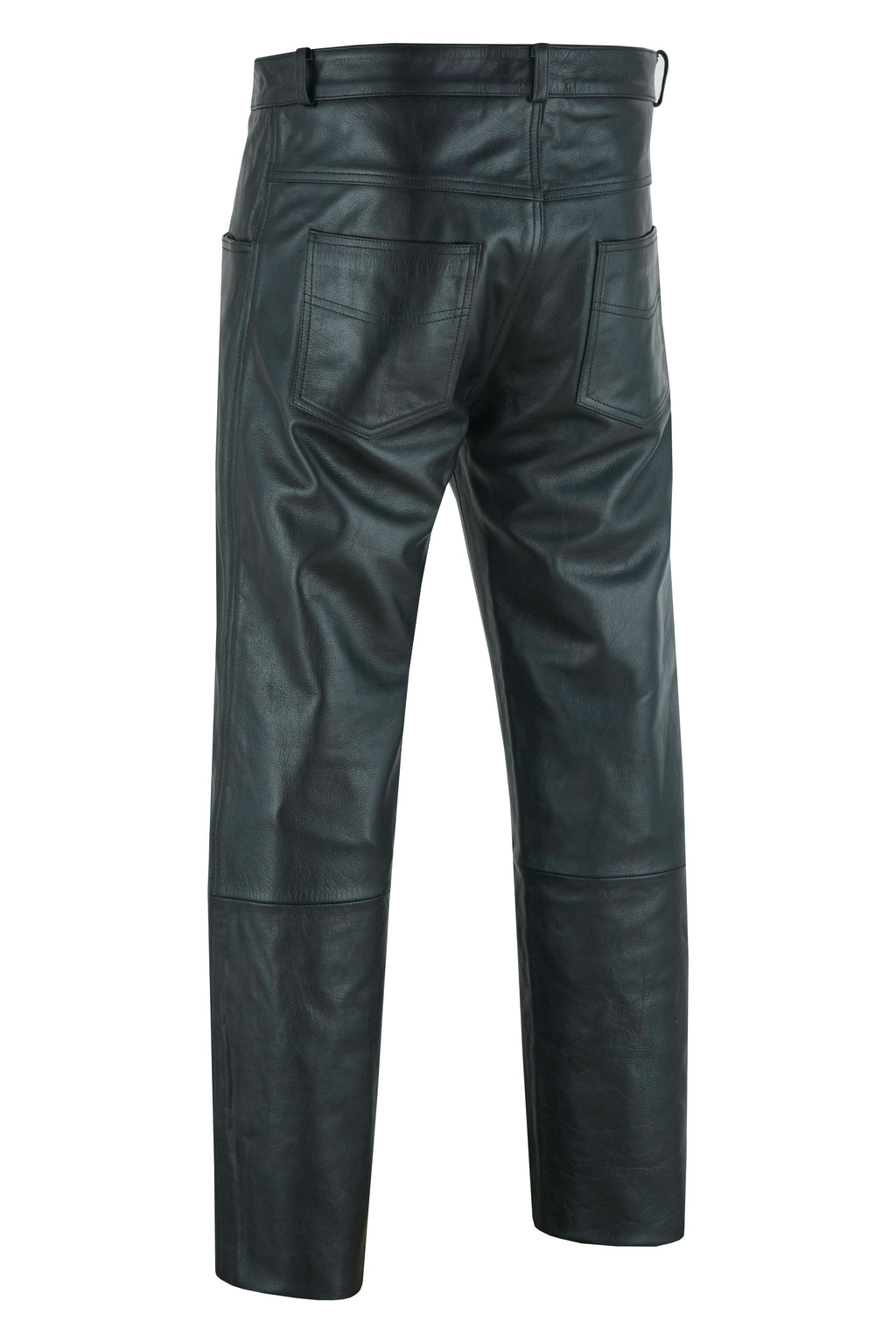 Men's Black Classic 5 Pocket Casual Motorcycle Leather Pants