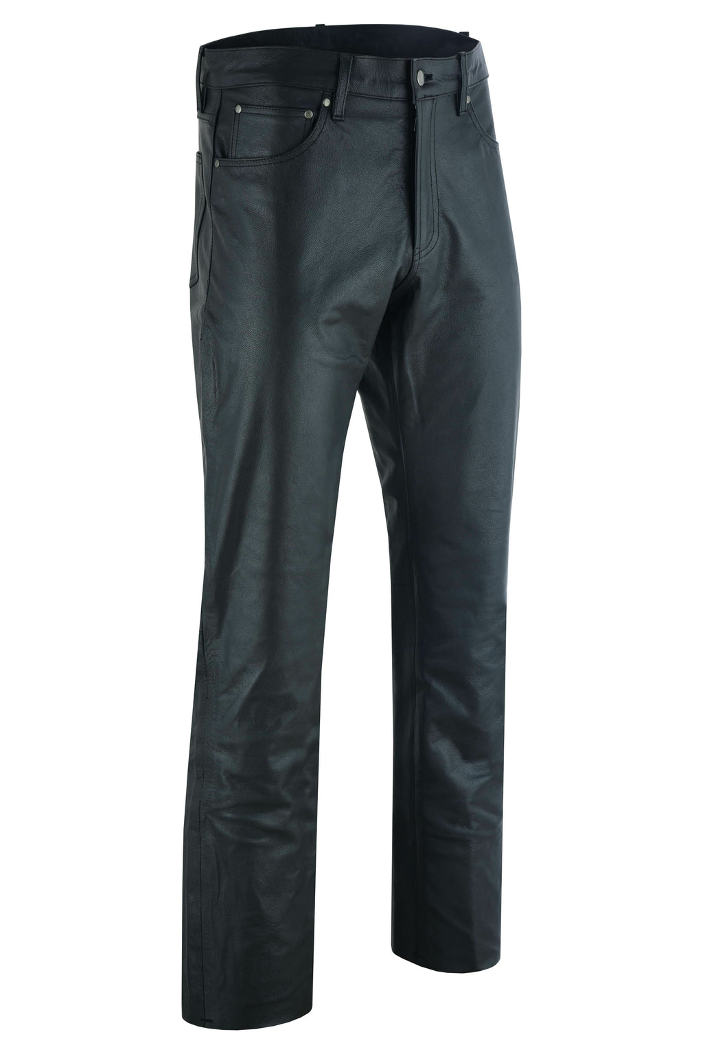 Women's Classic 5 Pocket Black Casual Motorcycle Leather Pants