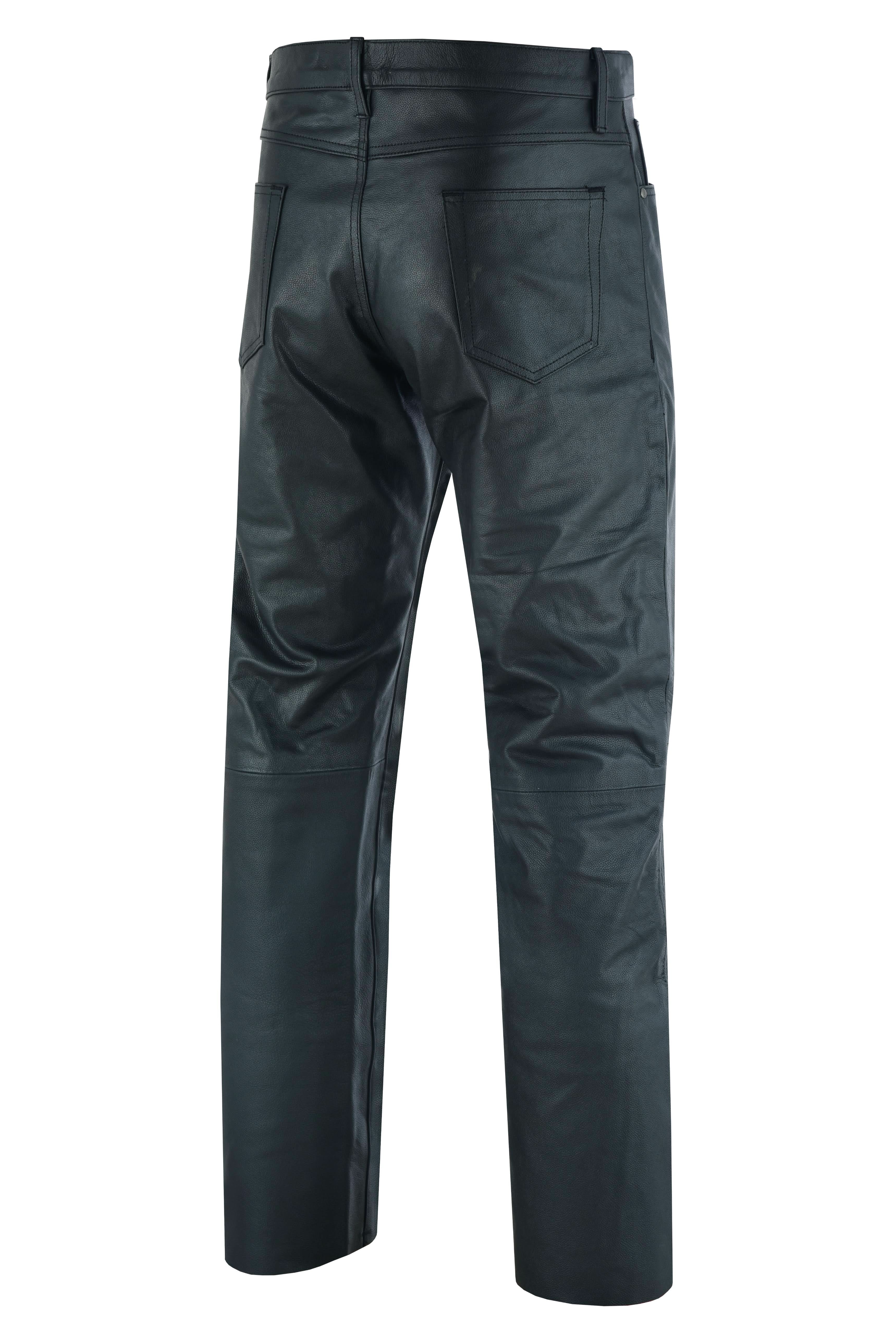 Women's Classic 5 Pocket Black Casual Motorcycle Leather Pants
