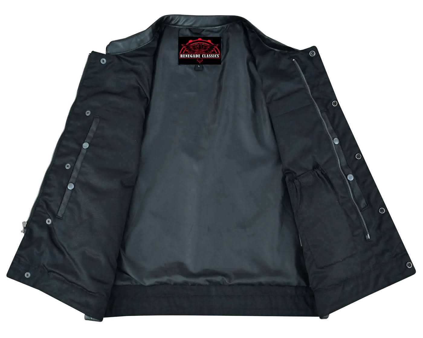 Concealed Snap Closure, Textile Material, Scoop Collar & Hidden