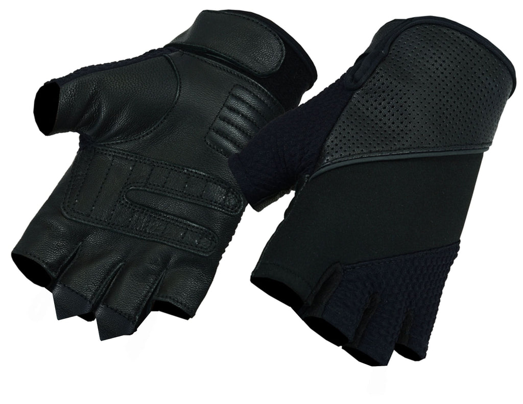 Leather/ Textile Fingerless Glove
