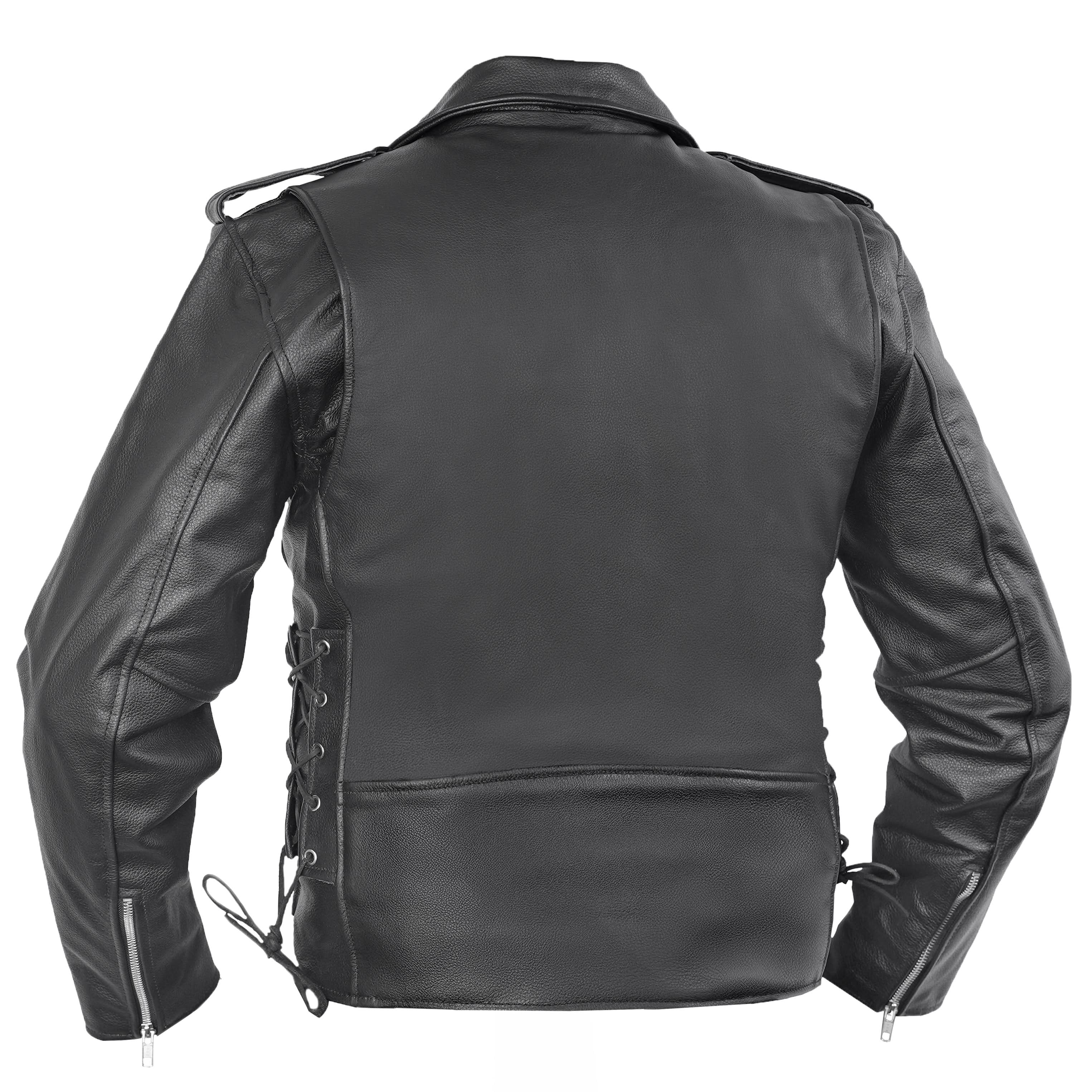 Classic Star Black Men's Leather Motorcycle Jacket – Adjustable Fit