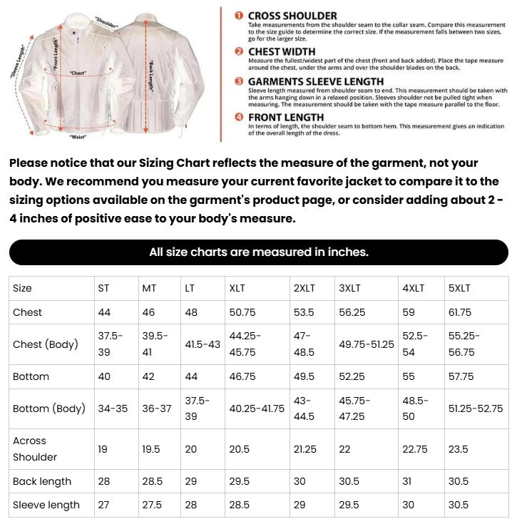Men's Classic Plain Side Police Style M/C Jacket - TALL