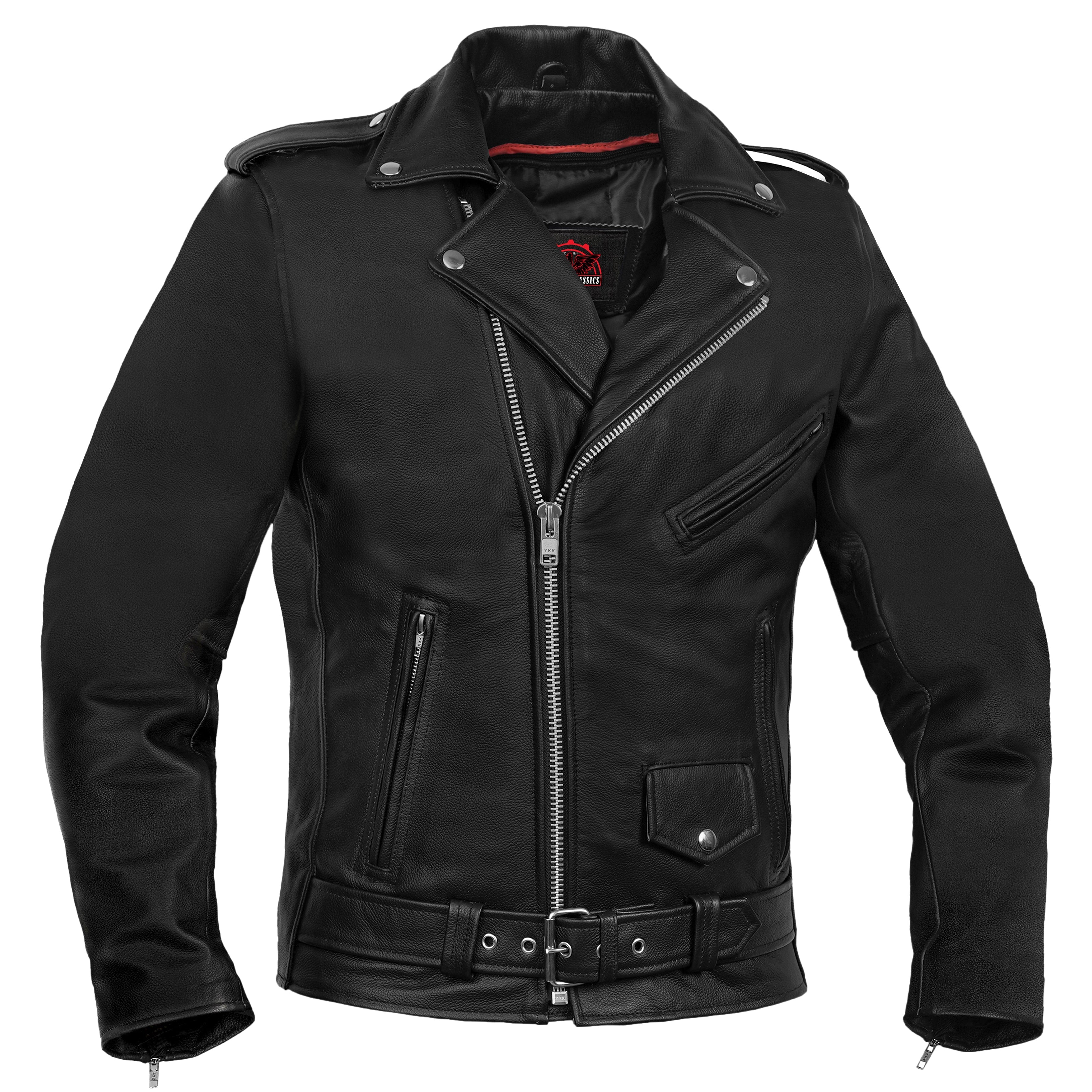 Men's Classic Plain Side Police Style M/C Jacket - TALL