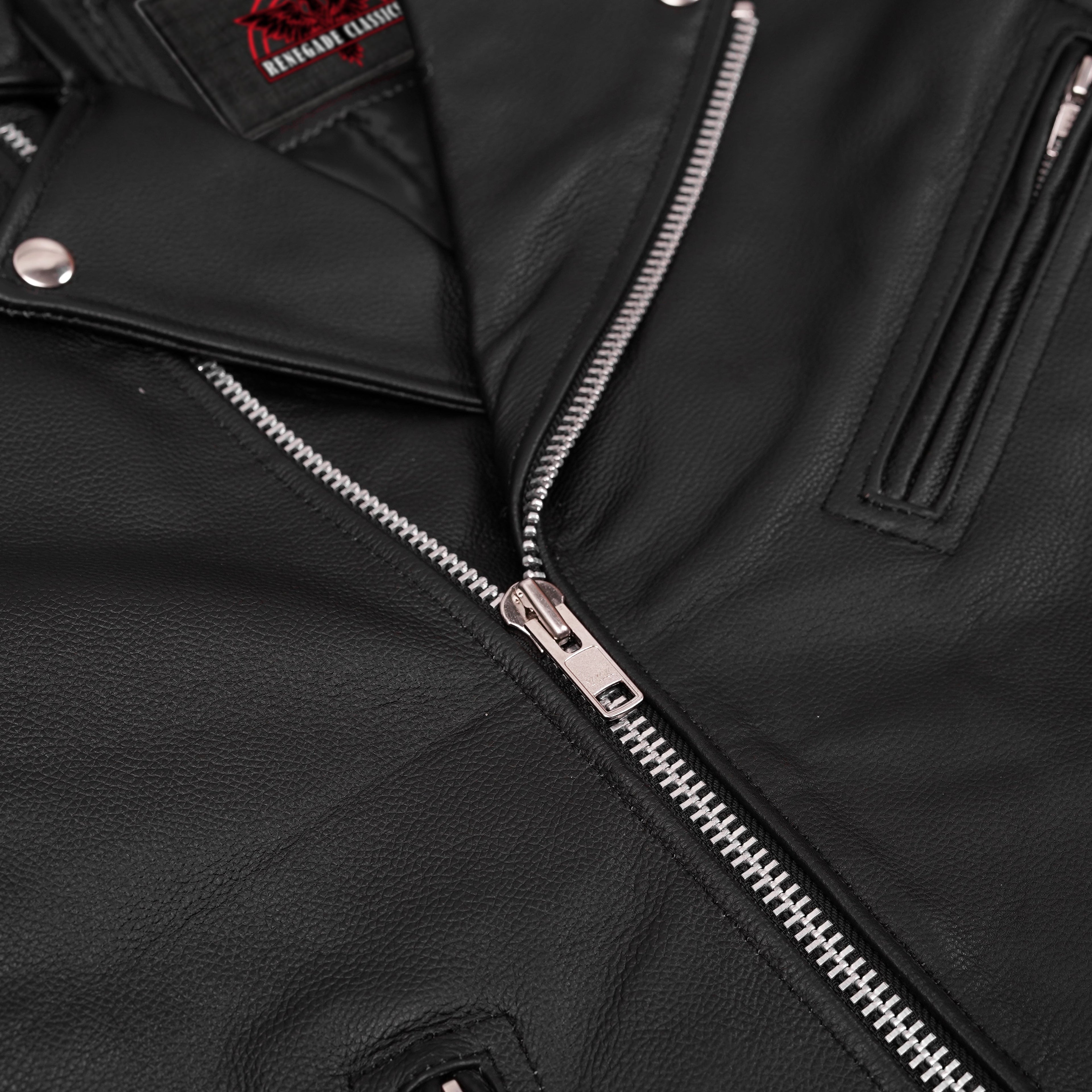 Men's Classic Plain Side Police Style M/C Jacket - TALL