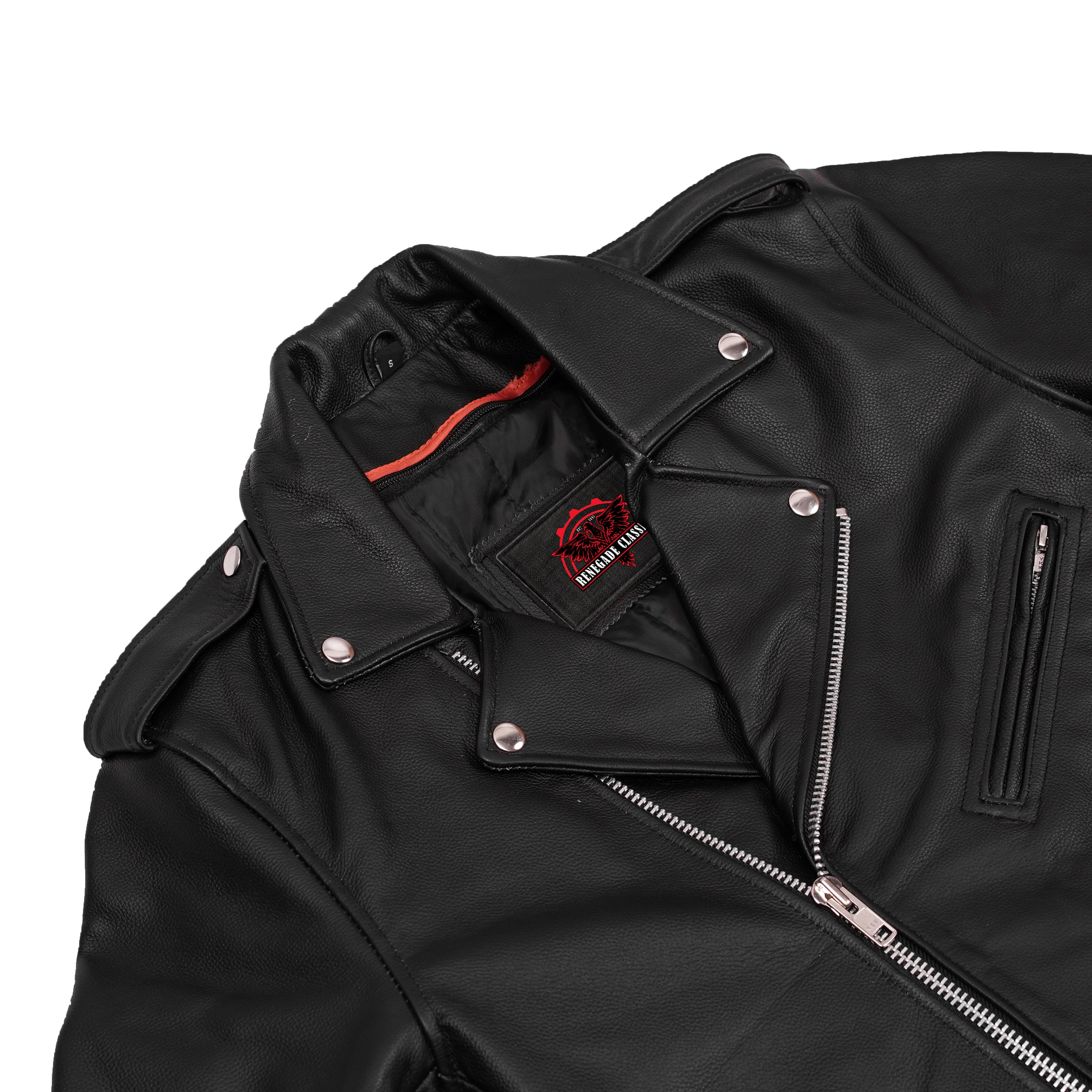 Men's Classic Plain Side Police Style M/C Jacket - TALL