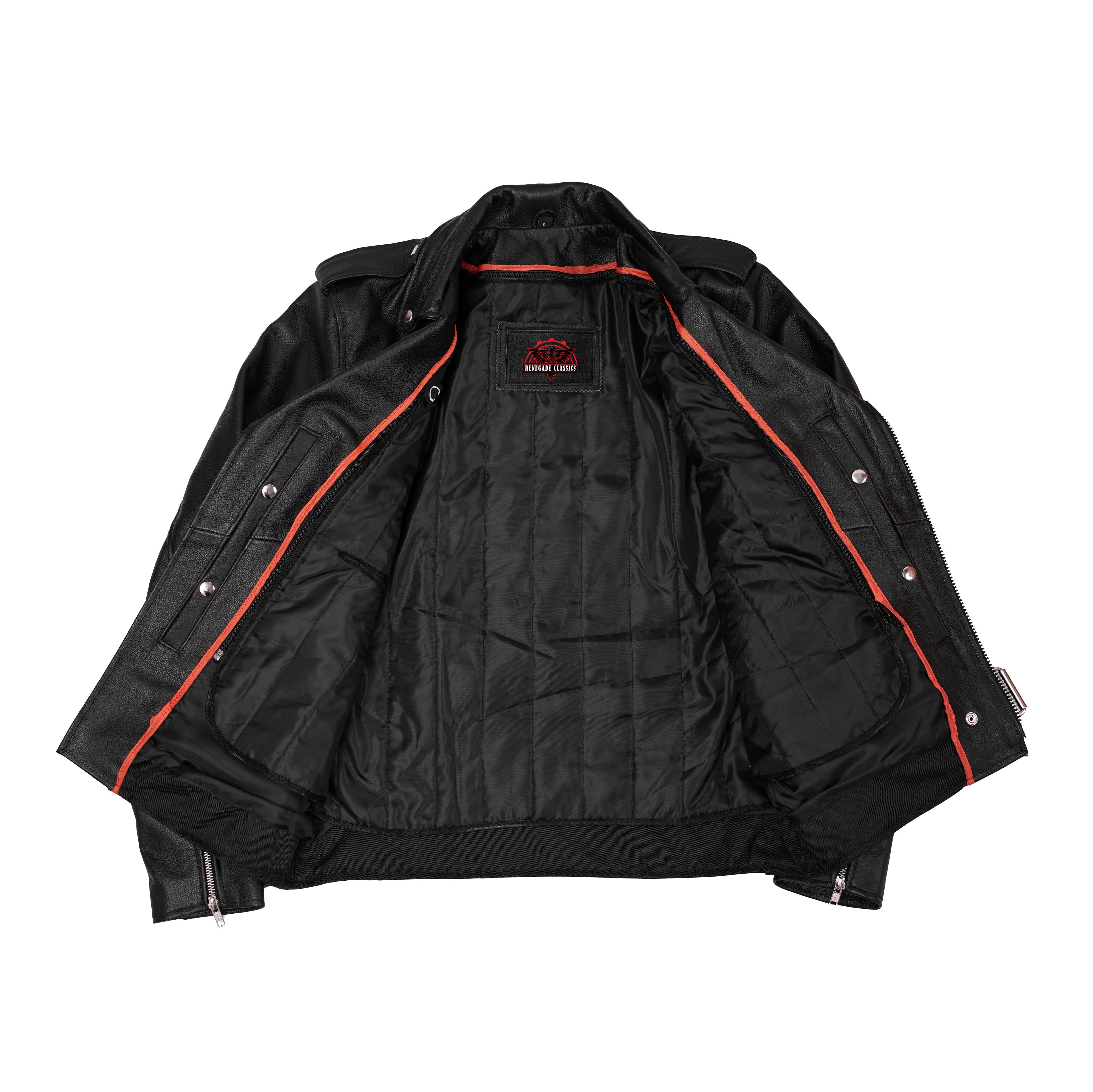 Men's Classic Plain Side Police Style M/C Jacket - TALL