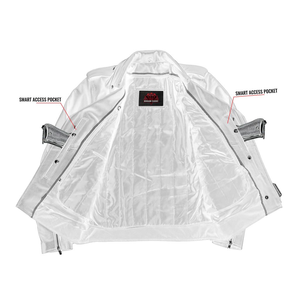 Men's Classic Plain Side Police Style M/C Jacket - TALL