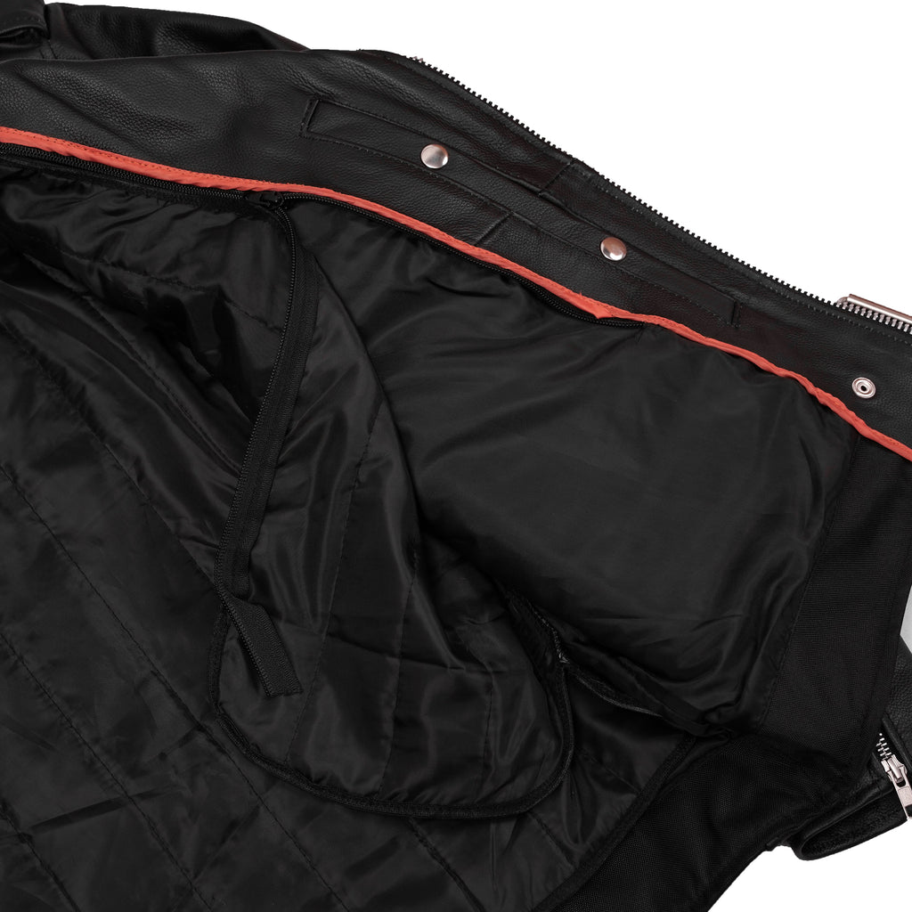 Men's Classic Plain Side Police Style M/C Jacket - TALL