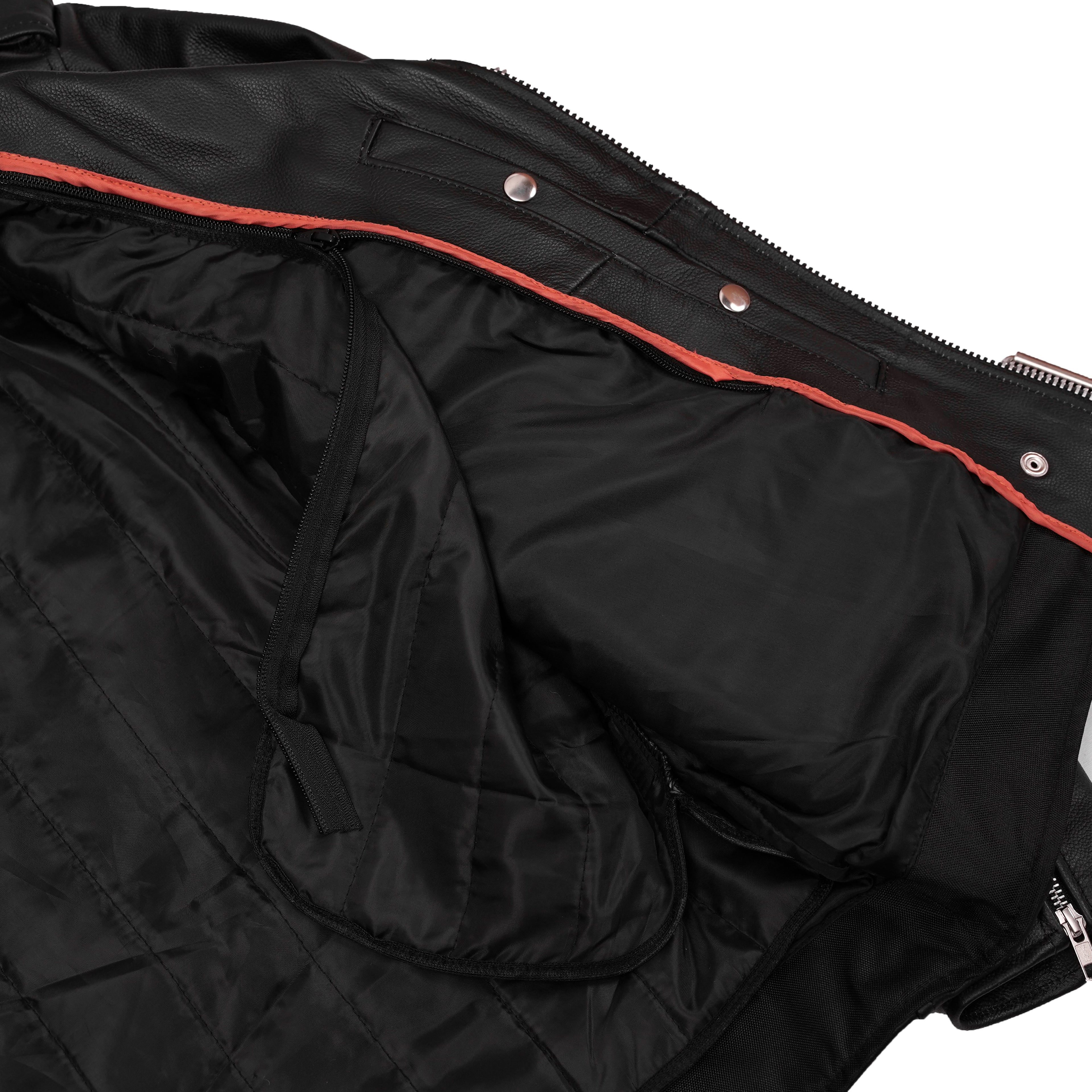 Men's Classic Plain Side Police Style M/C Jacket - TALL