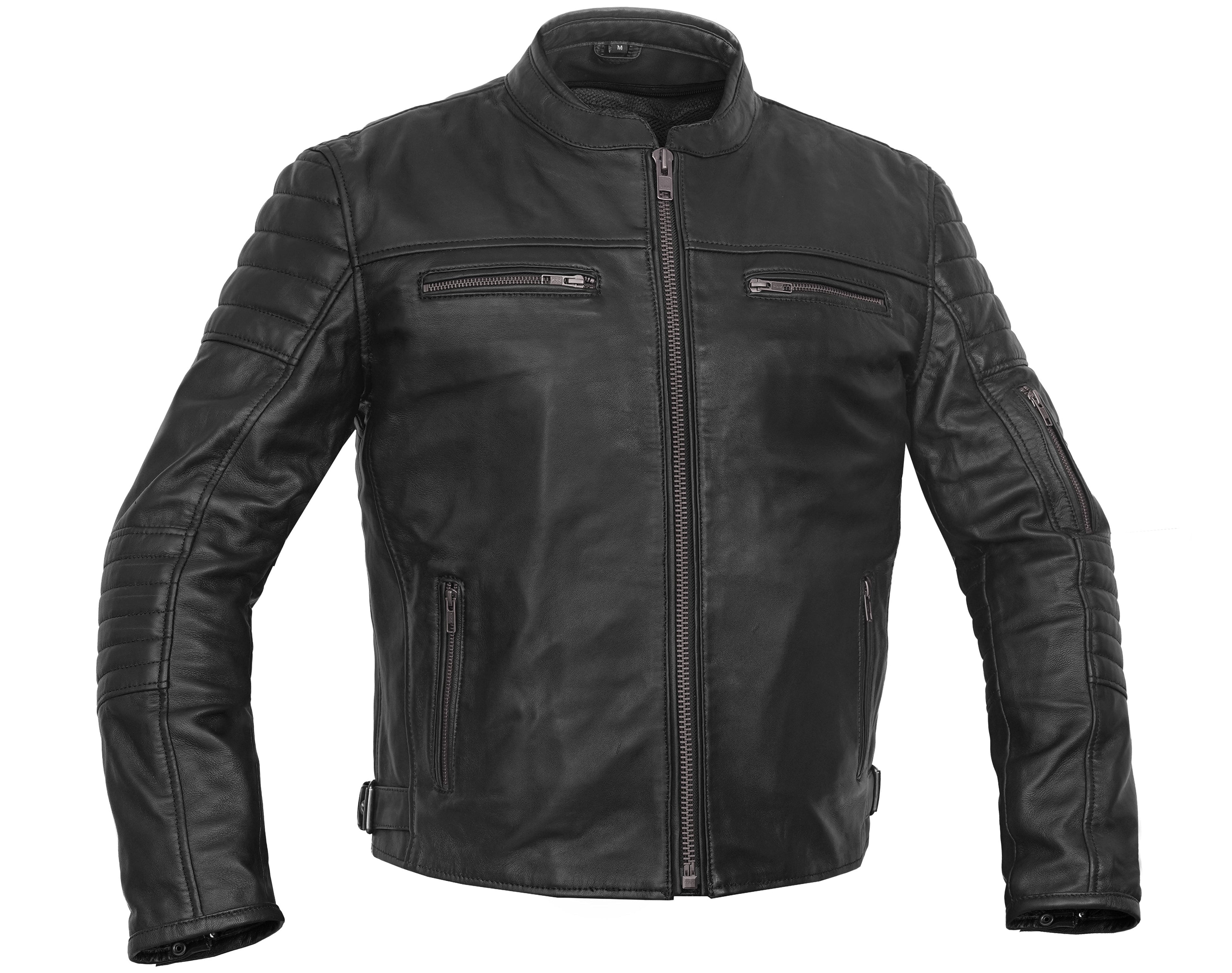 Men's Lightweight Drum Dyed Naked Lambskin Crossover Scooter - Black
