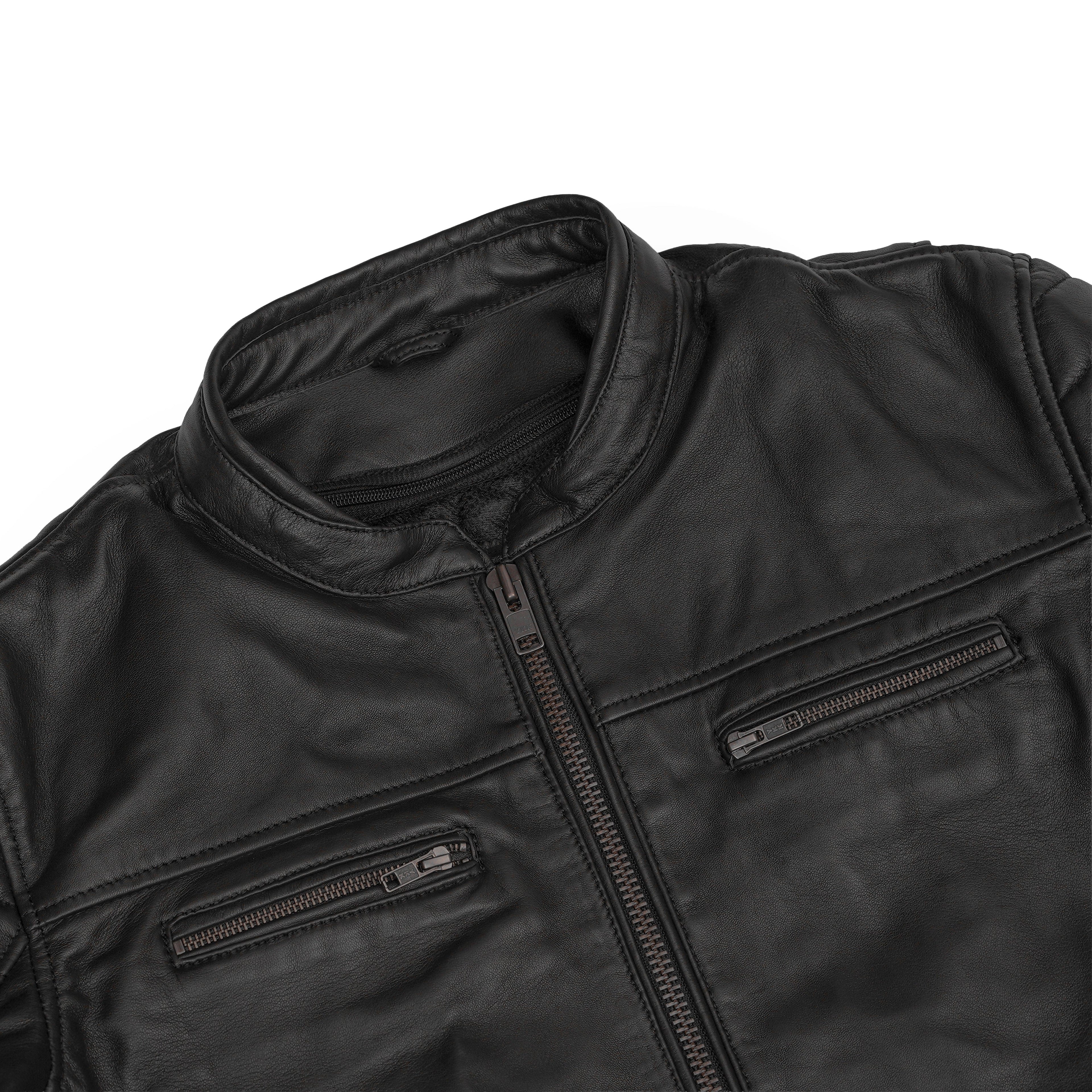 Men's Lightweight Drum Dyed Naked Lambskin Crossover Scooter - Black
