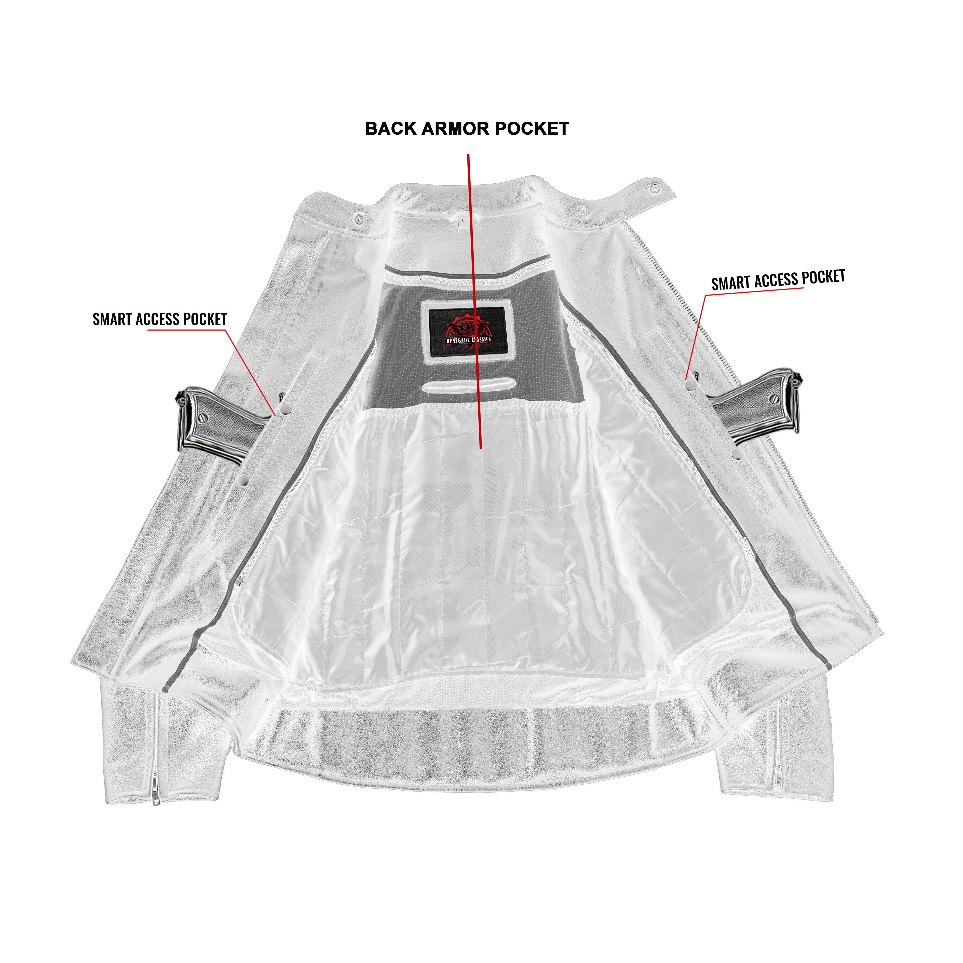 Men's Black Vented Motorcycle Jacket with Plain Sides