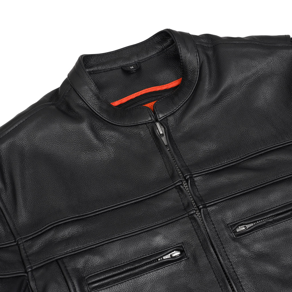 Full Hand Black Leather Motorcycle Jacket