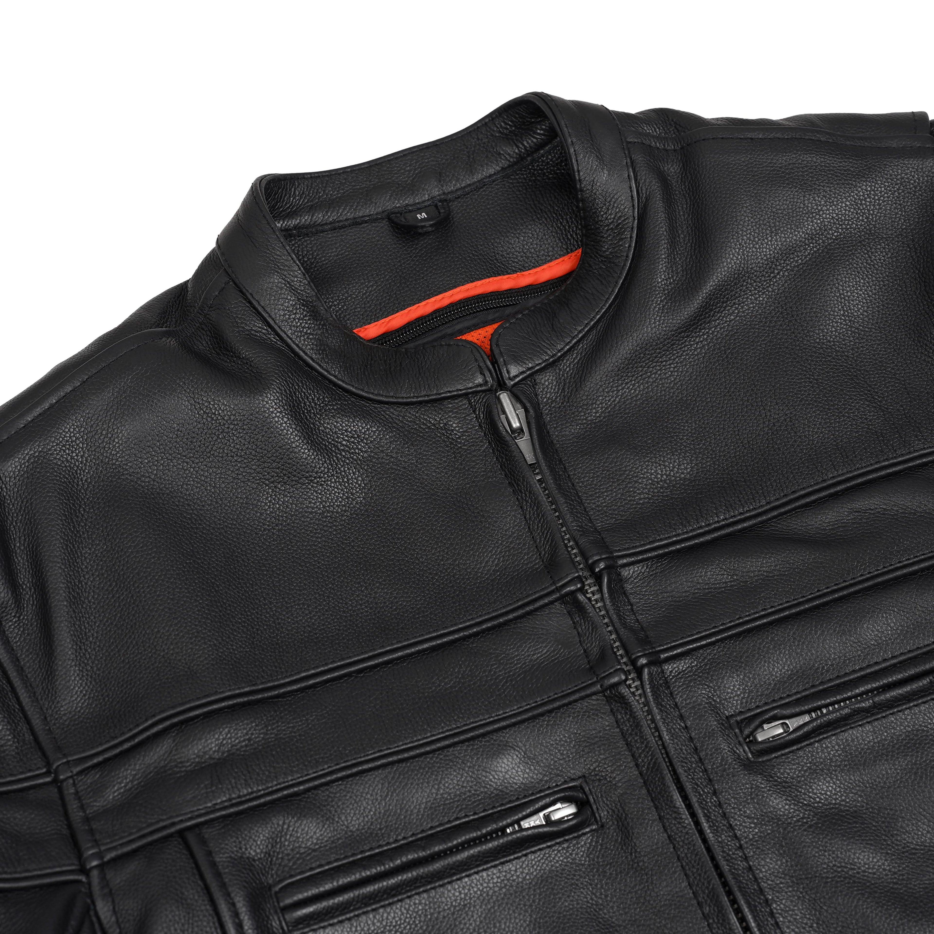 Full Hand Black Leather Motorcycle Jacket