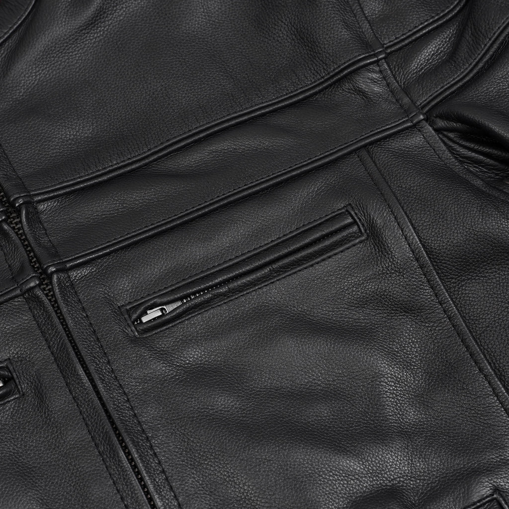 Full Hand Black Leather Motorcycle Jacket