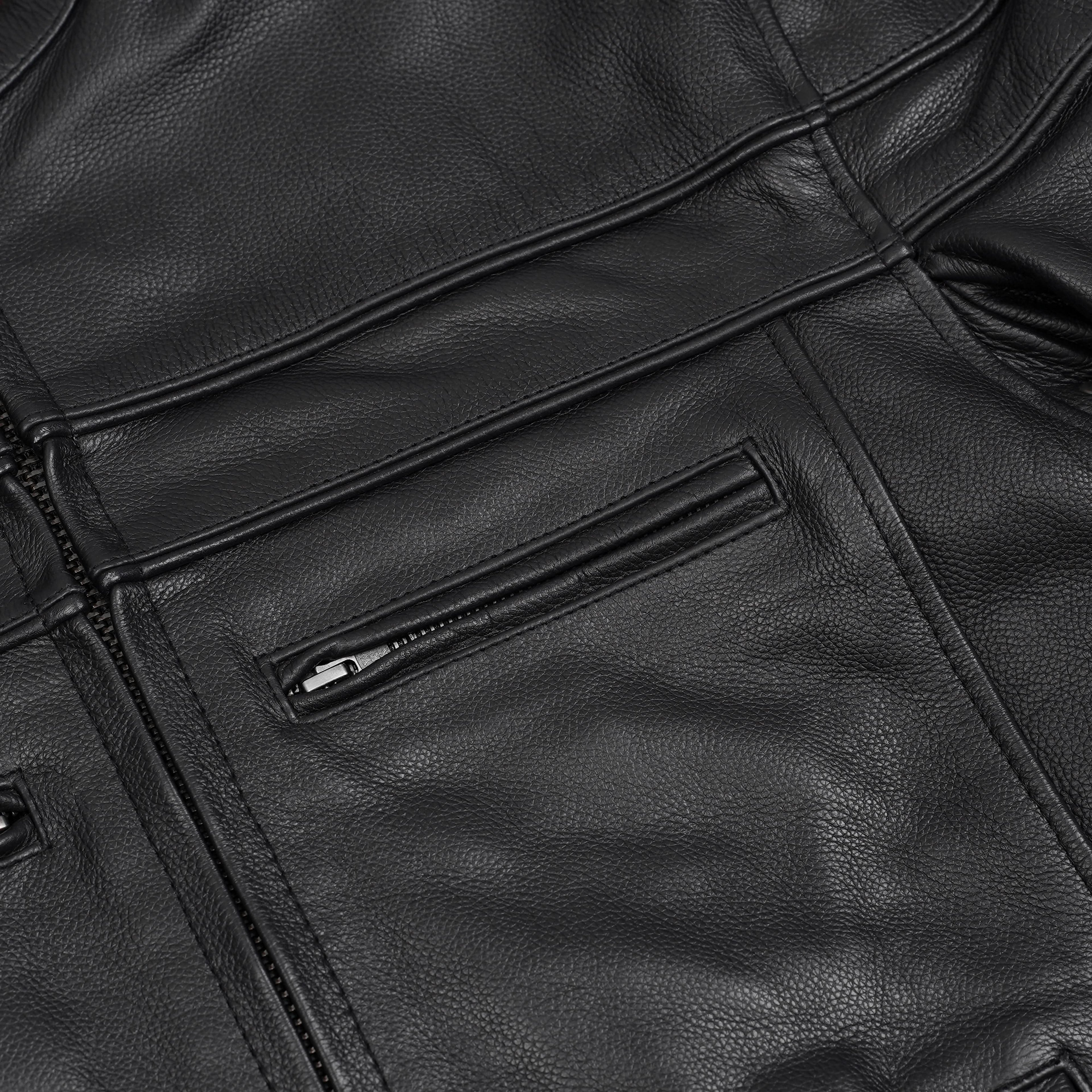Full Hand Black Leather Motorcycle Jacket