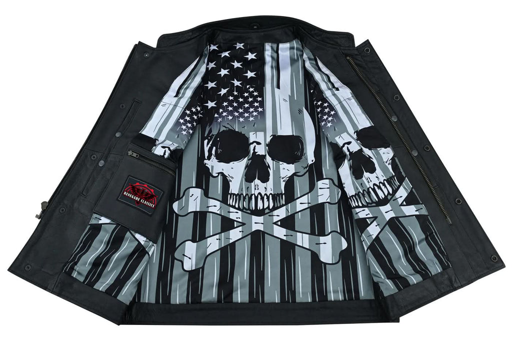 Private Men's Black Leather Motorcycle Vest