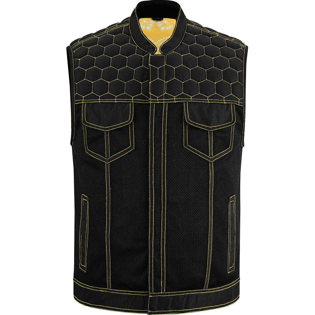 Gloom Gold Men's Black Mesh Textile Vest